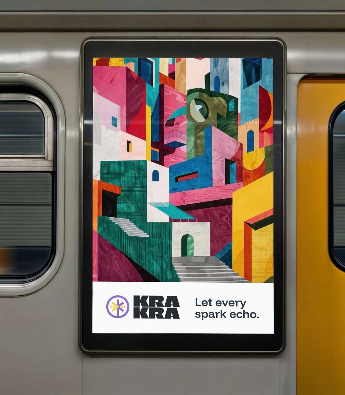 Branding application on poster inside passenger train