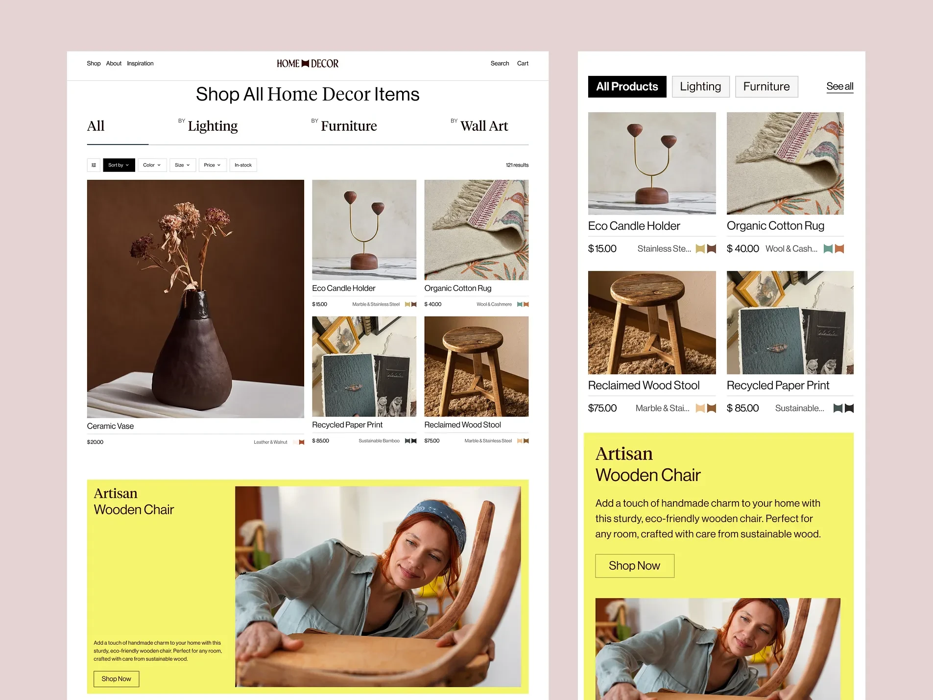 Home Decor Ecommerce — Web Design & Development 