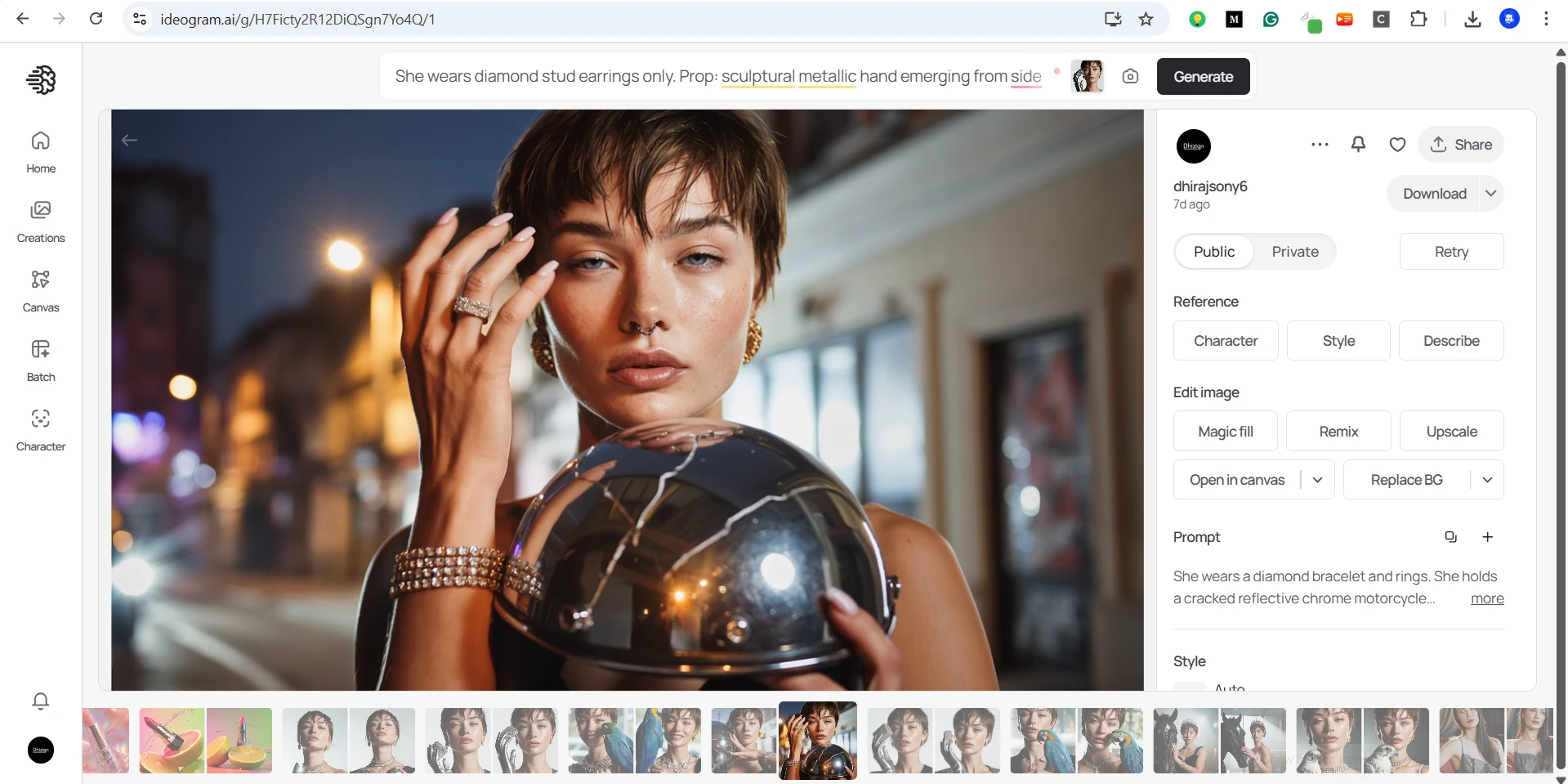The campaign was brought to life through Ideogram AI’s image-generation capabilities, enabling us to craft surreal yet believable luxury visuals that break away from traditional jewelry advertising.