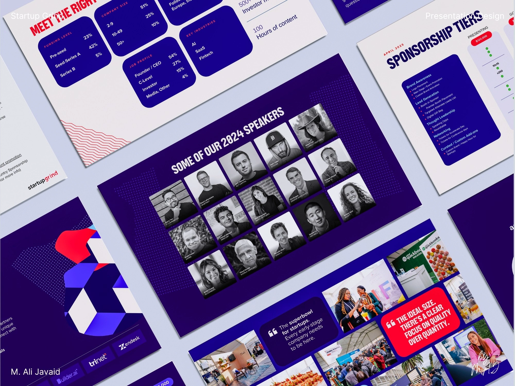 Starting at slide 8, I gradually introduced purple (#240E6C) to transition into the second brand (slides 13–27), using color theory for a smooth, cohesive shift from 1 brand into another brand.