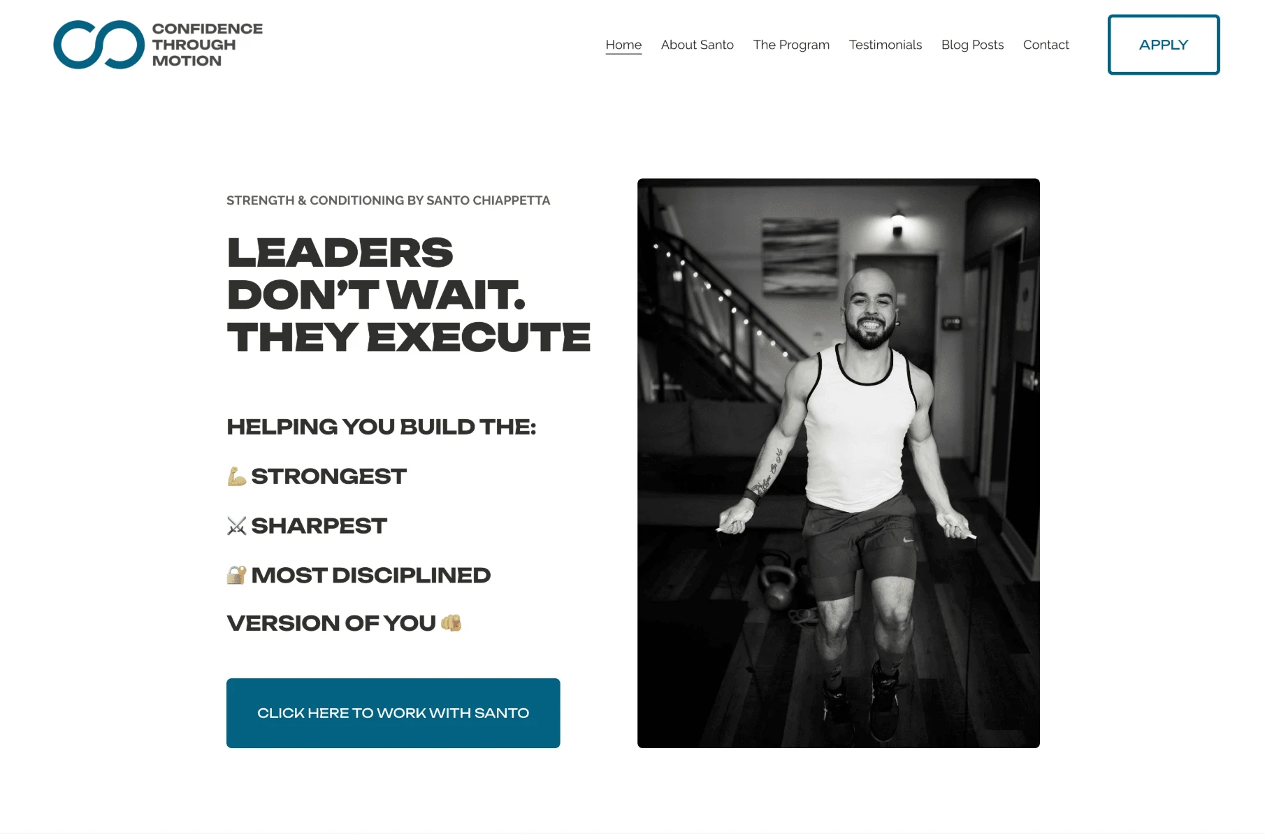 Strength by Santo - Personal Trainer Squarespace Website Redesign: After Homepage