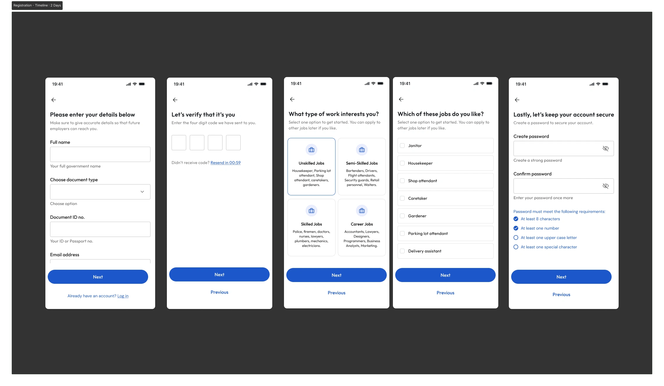 Account creation