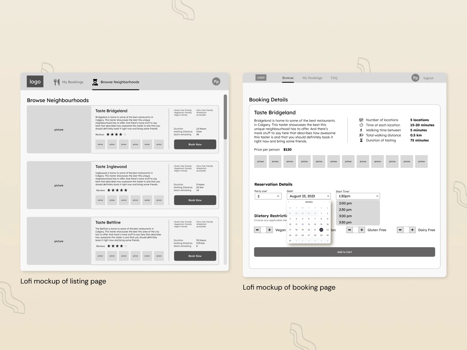 My process includes creating lofi mockups based on the requirements and flow charts. I work with clients to define their requirements so I can create a list of actionable requirements to translate into features and mockups. I share the lofi mockups with the client, get feedback, and iterate. Once approved, I create hifi mockups that use branding colours, photography, and real content.