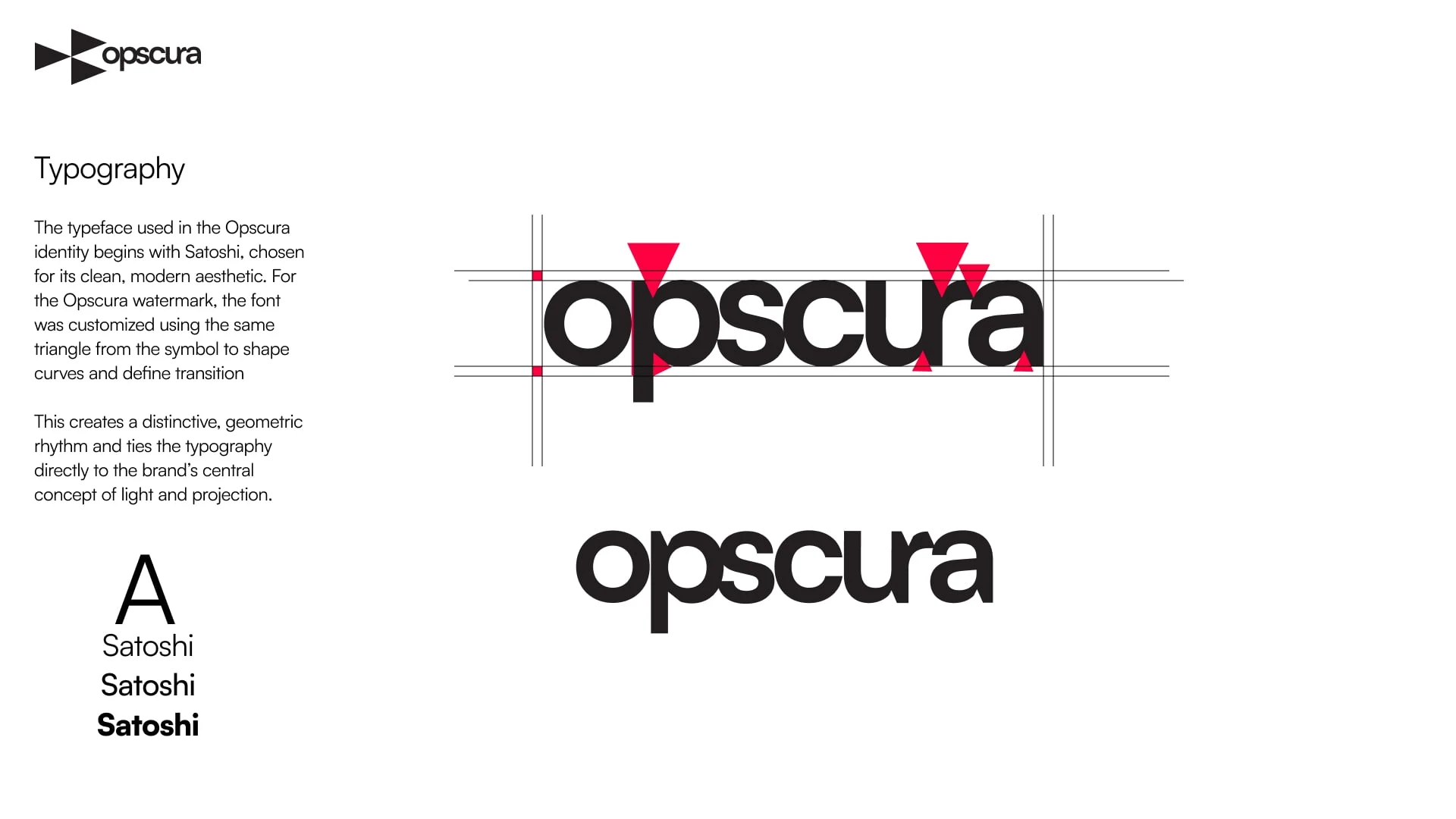 The watermark version of the logo features the core triangle symbol, cut form—reinforcing a strong, distinctive identity while remaining subtle and versatile across visual materials.

