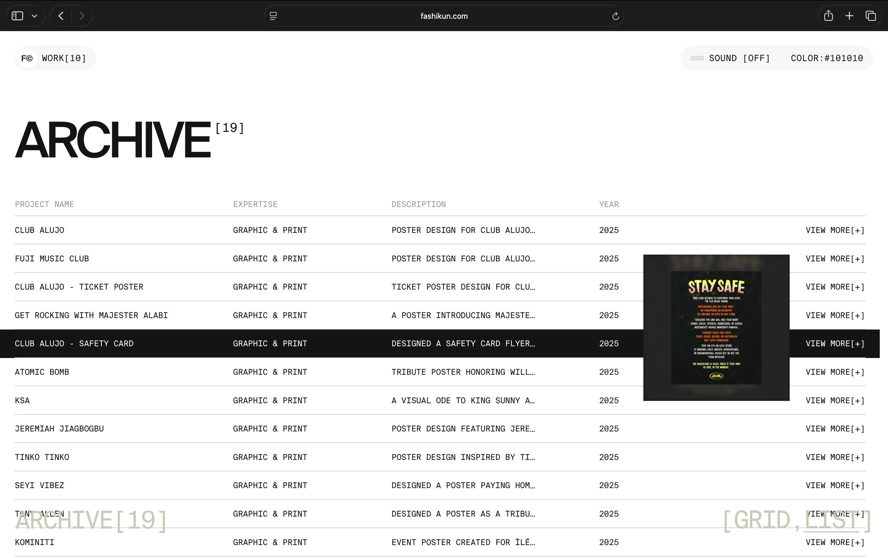 List view - Archive page