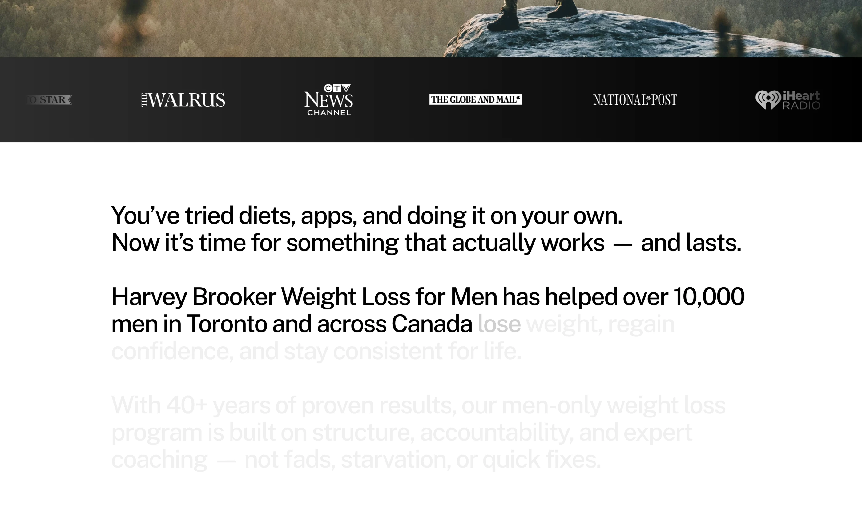 Home Page - Right below the fold