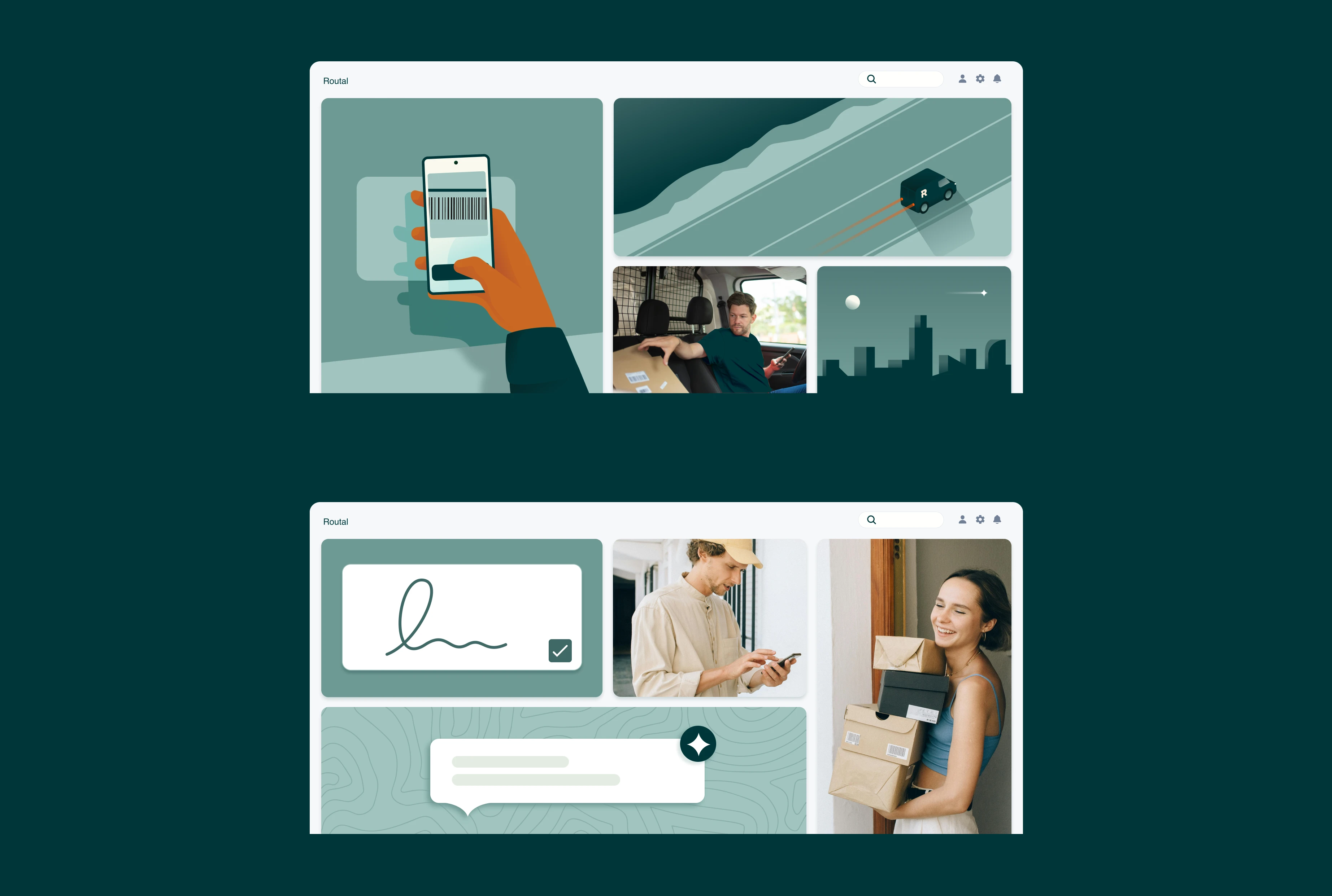 web assets combinig real pictures with simple illustrations