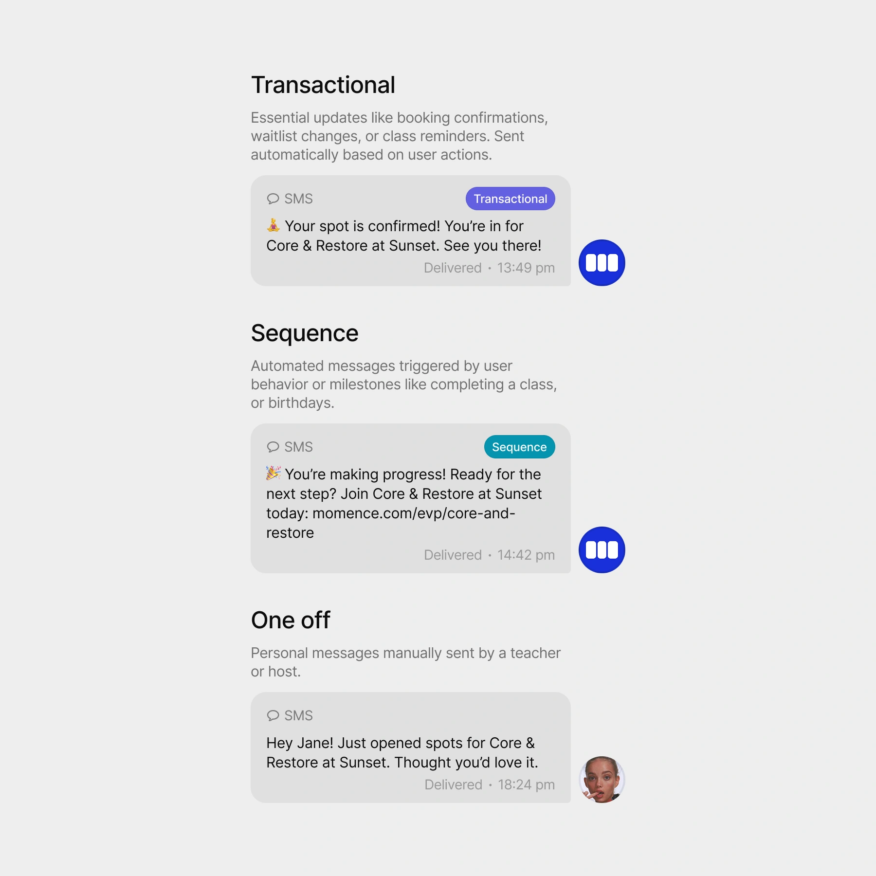 Different types of messages