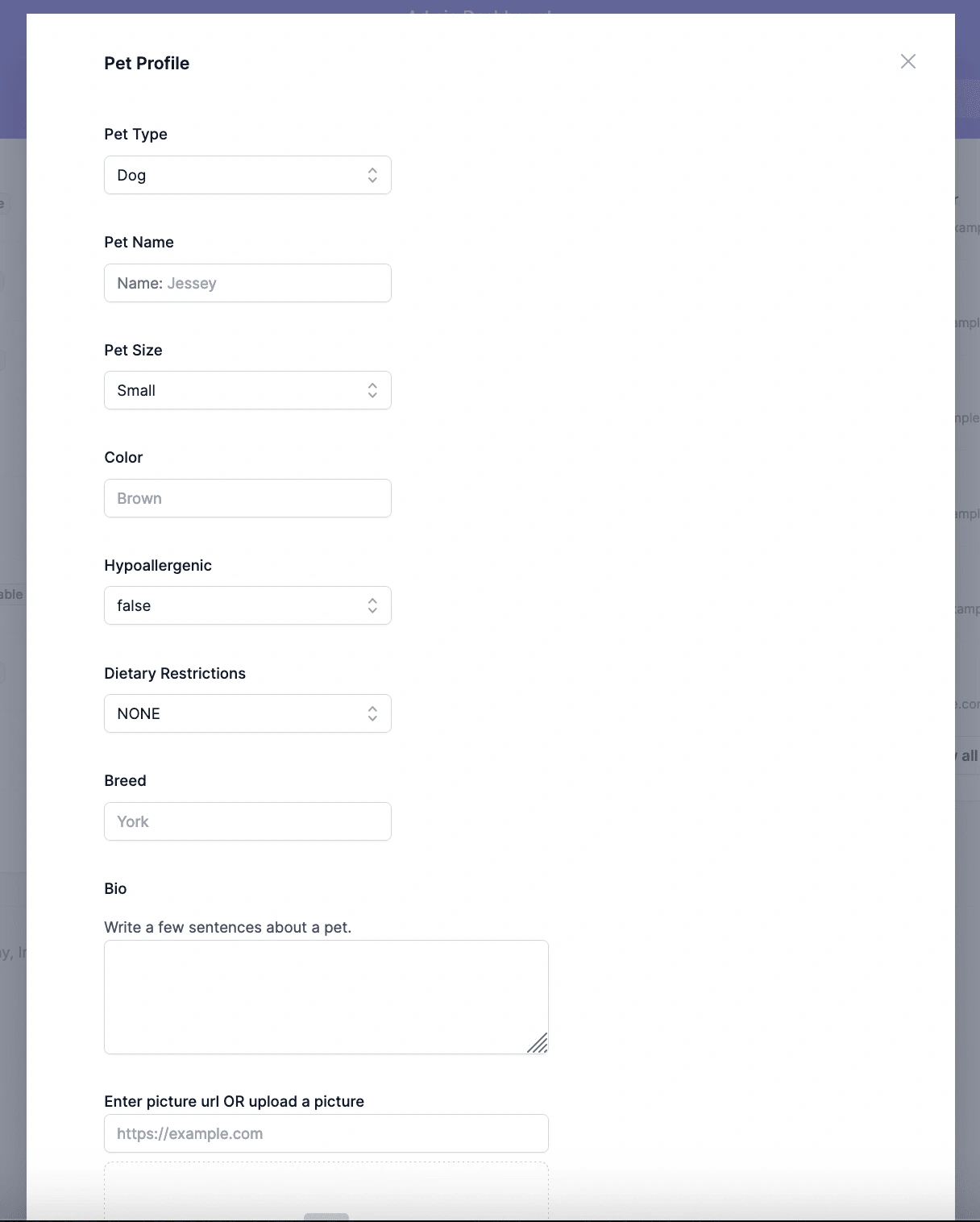 Add Pet Form