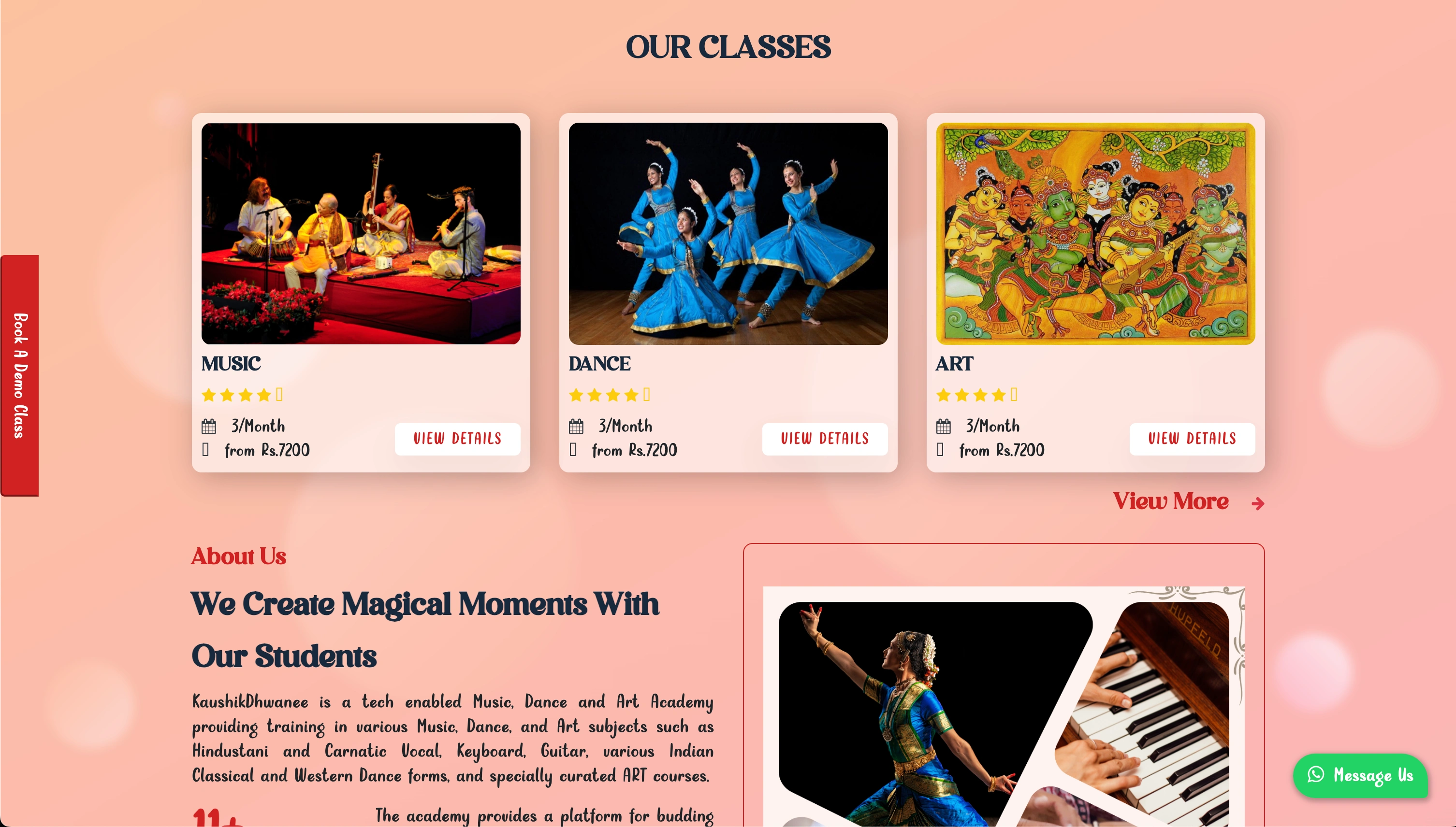 Current Classes Section