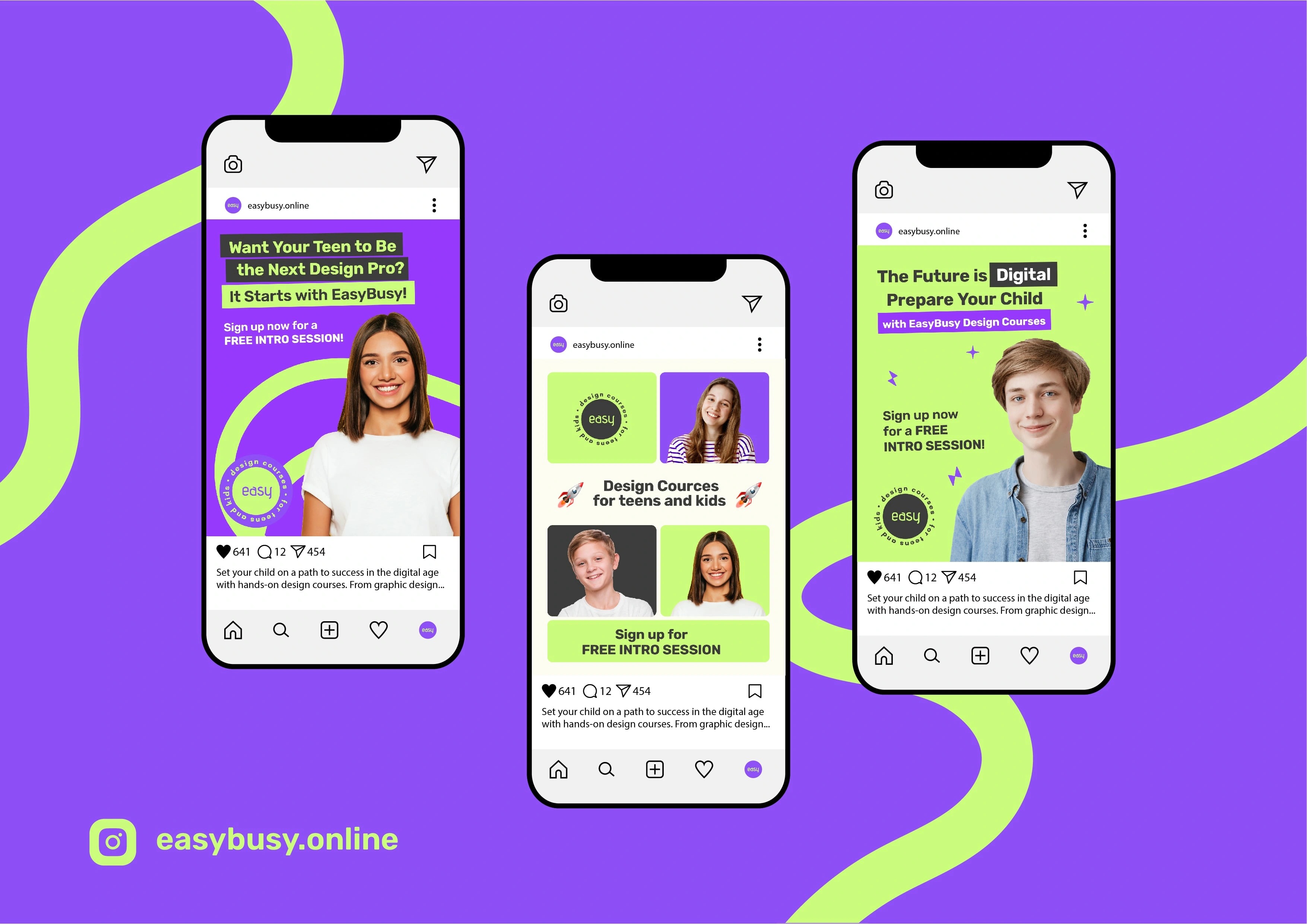 Instagram banner templates for Online Design Course - engaging, scroll-stopping designs for course promotion.