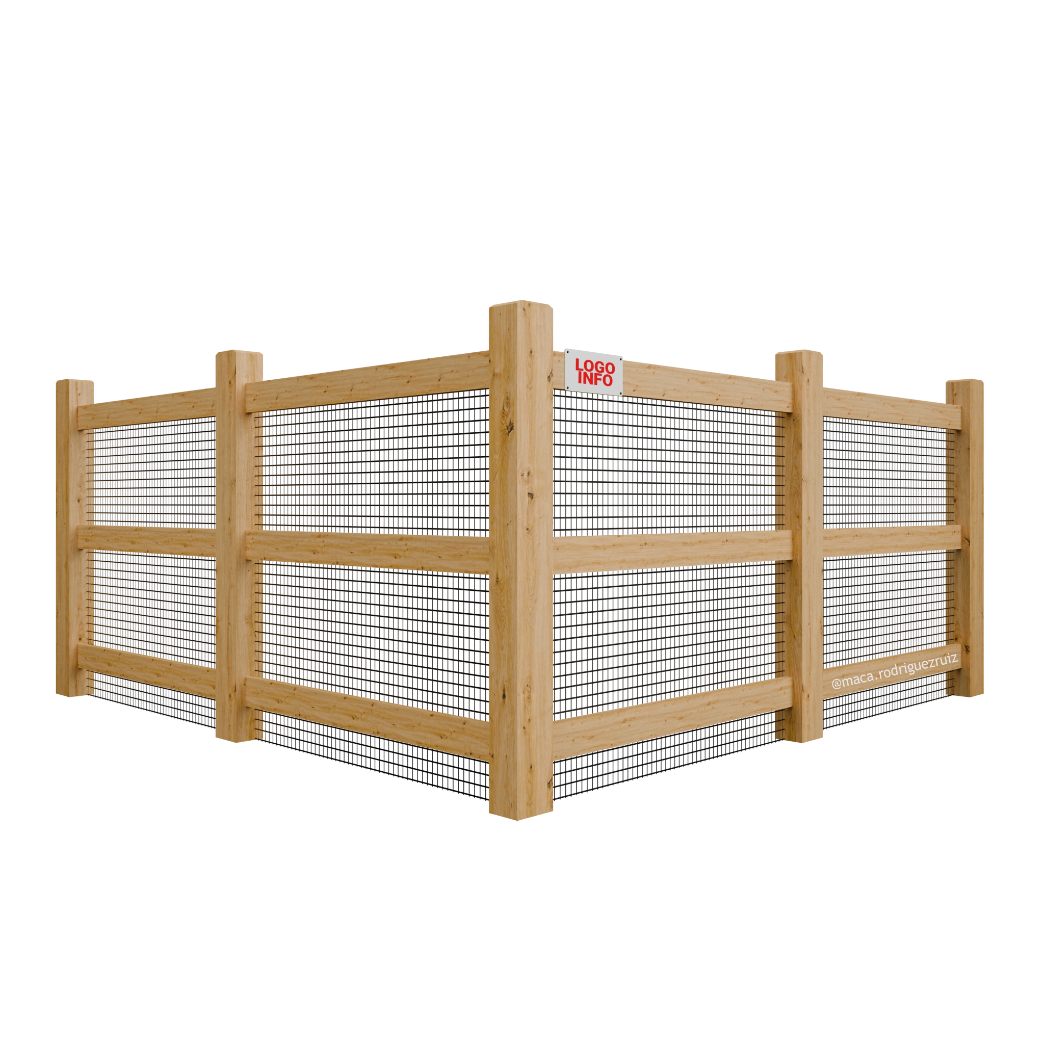 Wood and wire fence