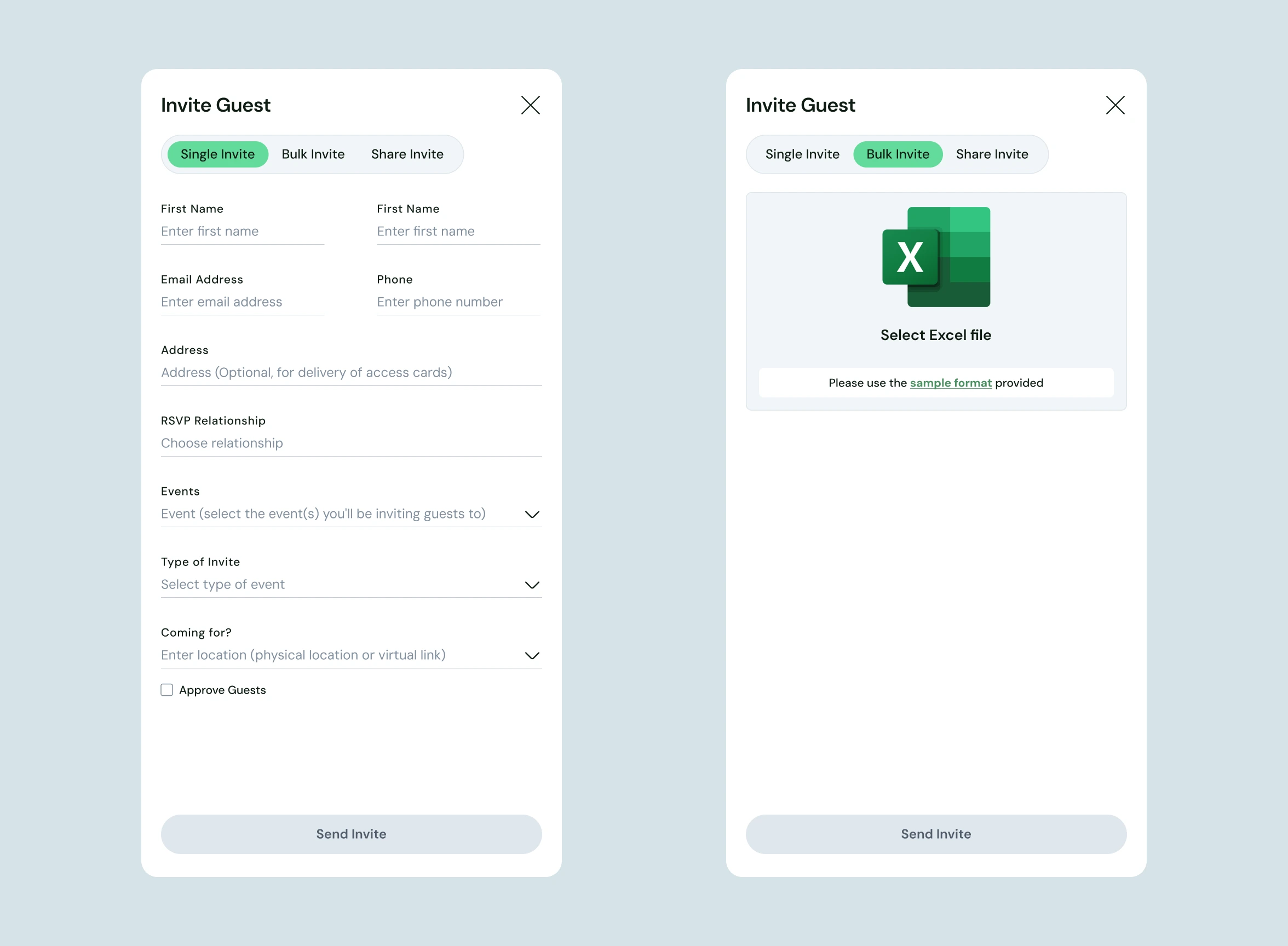 Single & Bulk Invite