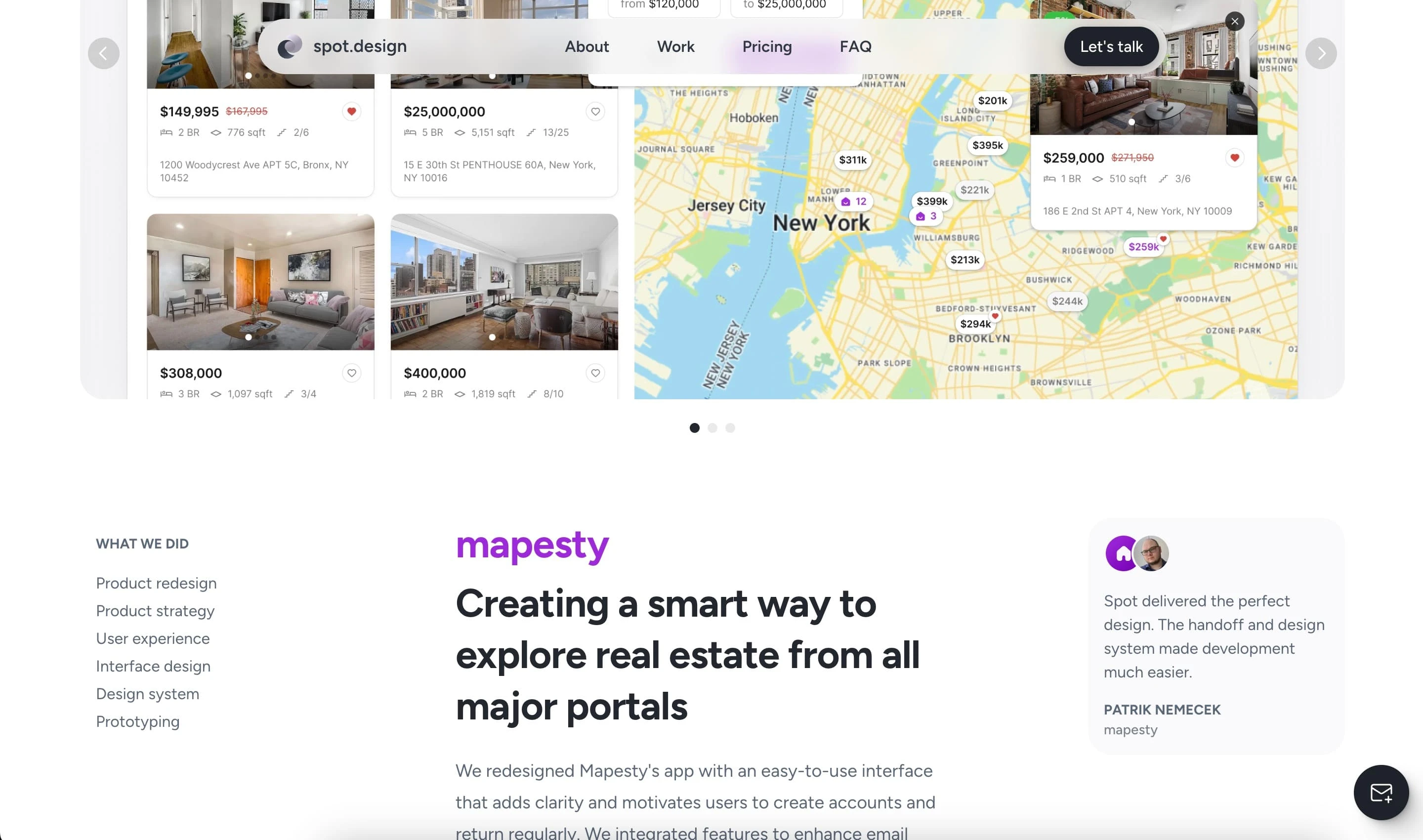 work showcase section