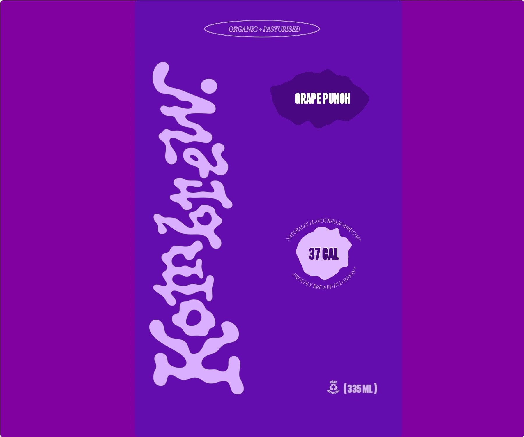 The flat view of the soda can in the flavour "Grape Punch"