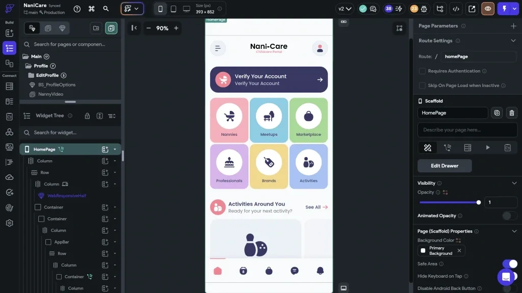 Nani-Care being developed in FlutterFlow by InfiniteUp