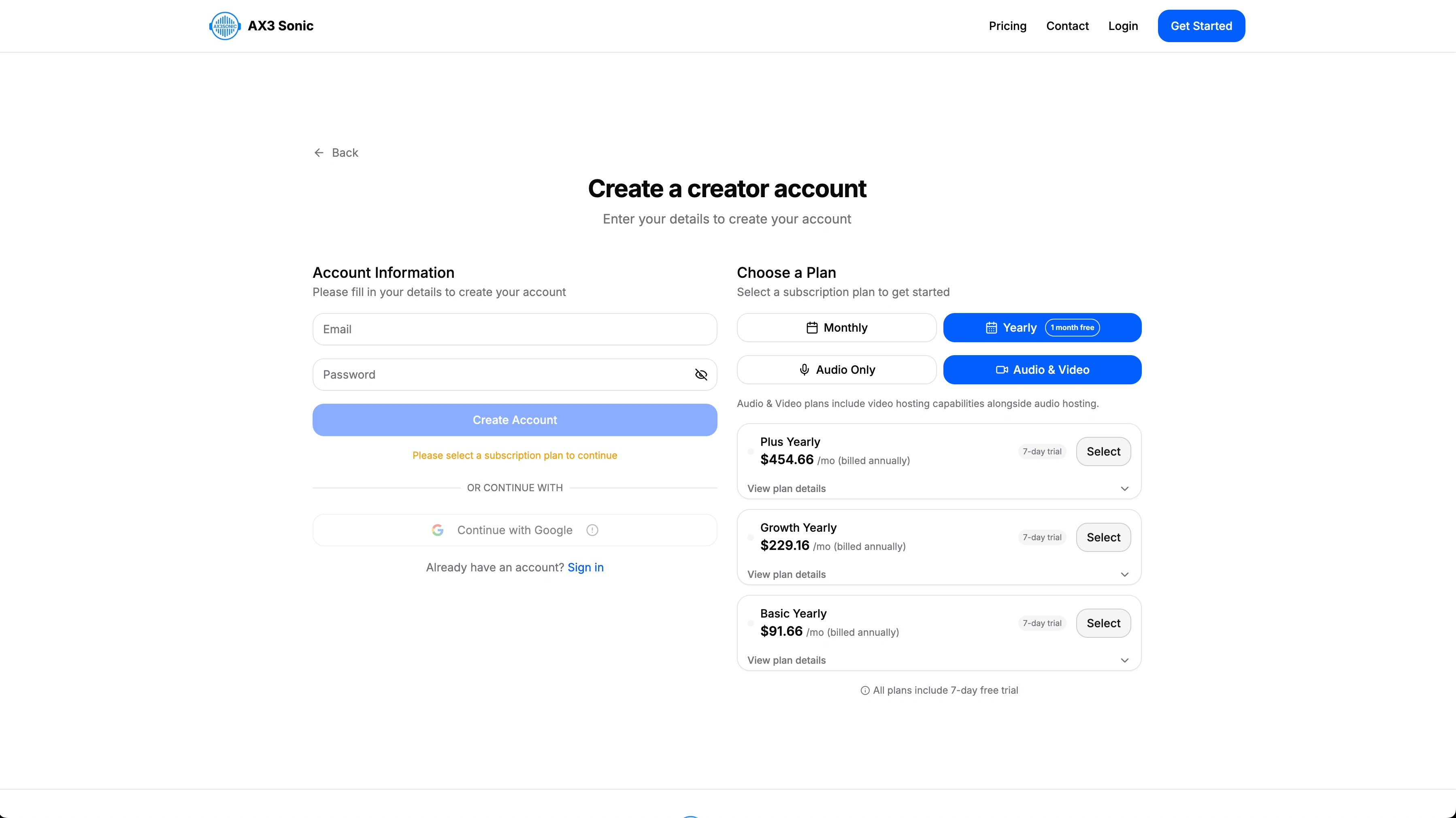 Signup Page