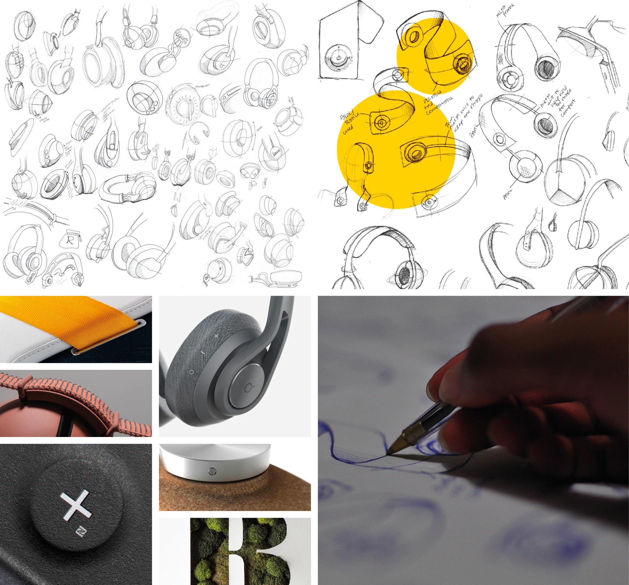 Initial sketching of headphone ideas