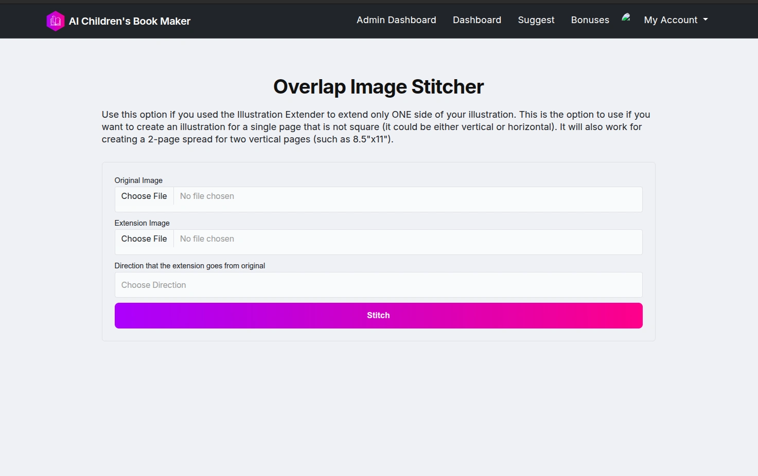 Image Stitcher Screen