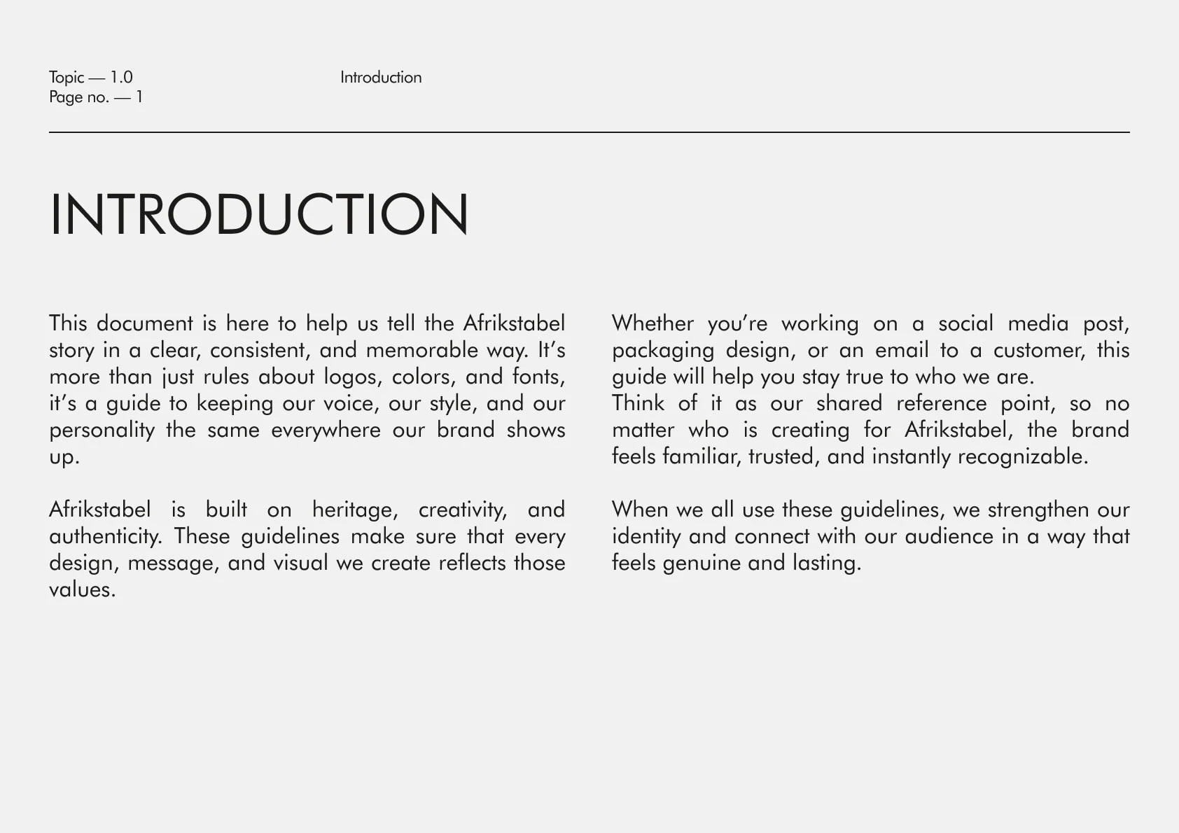 Introduction to the brand