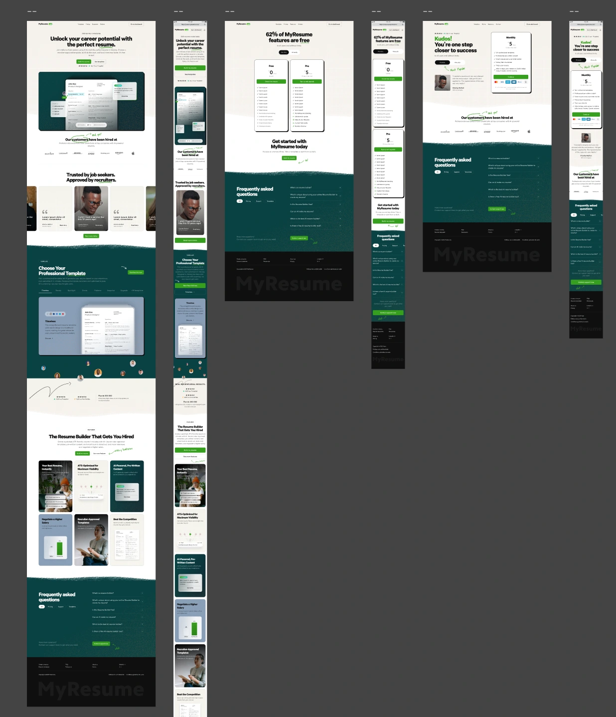 Bird's-eye view video of various breakpoint UI designs for different pages.