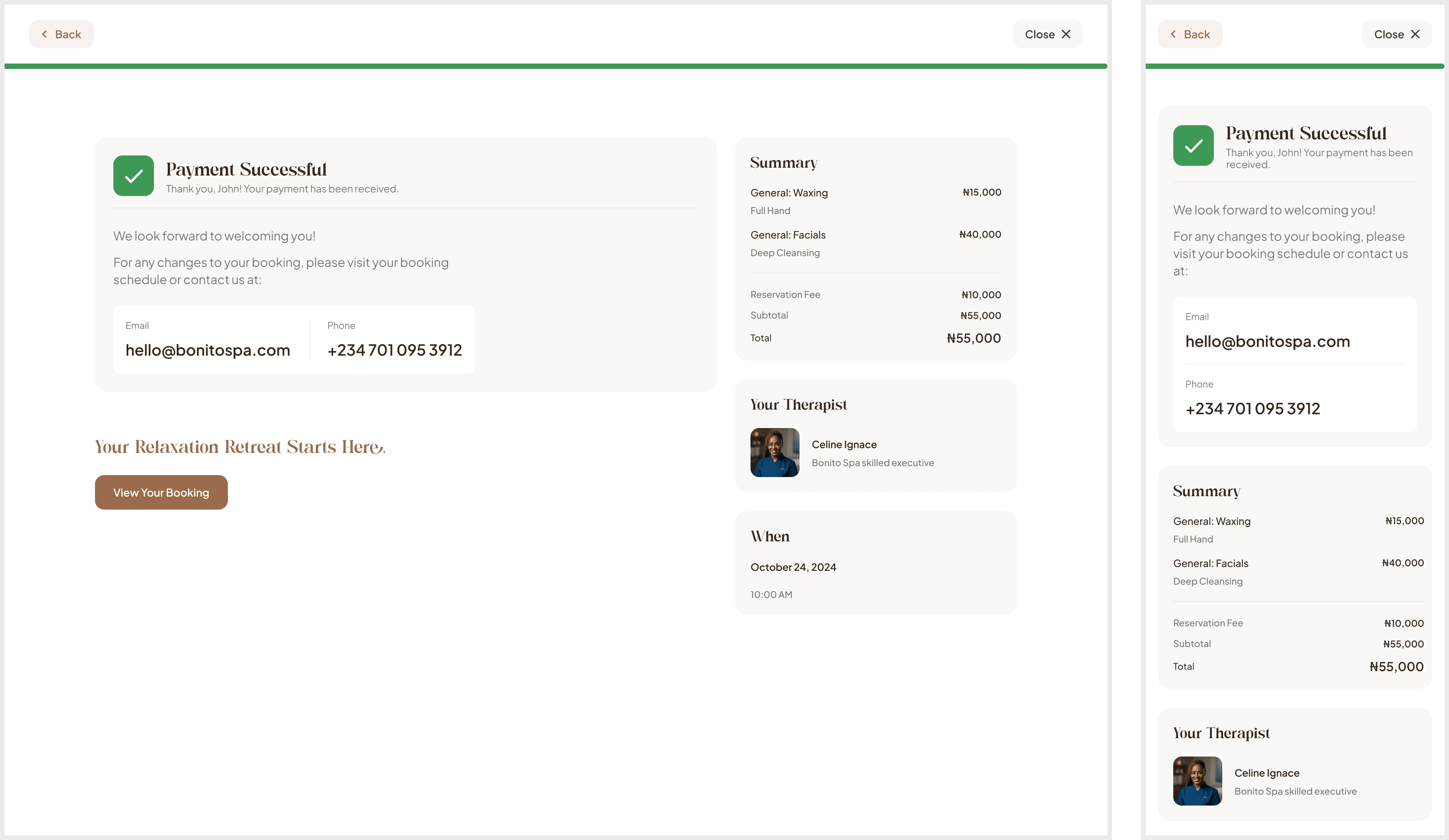 Booking Process - Payment Successful.