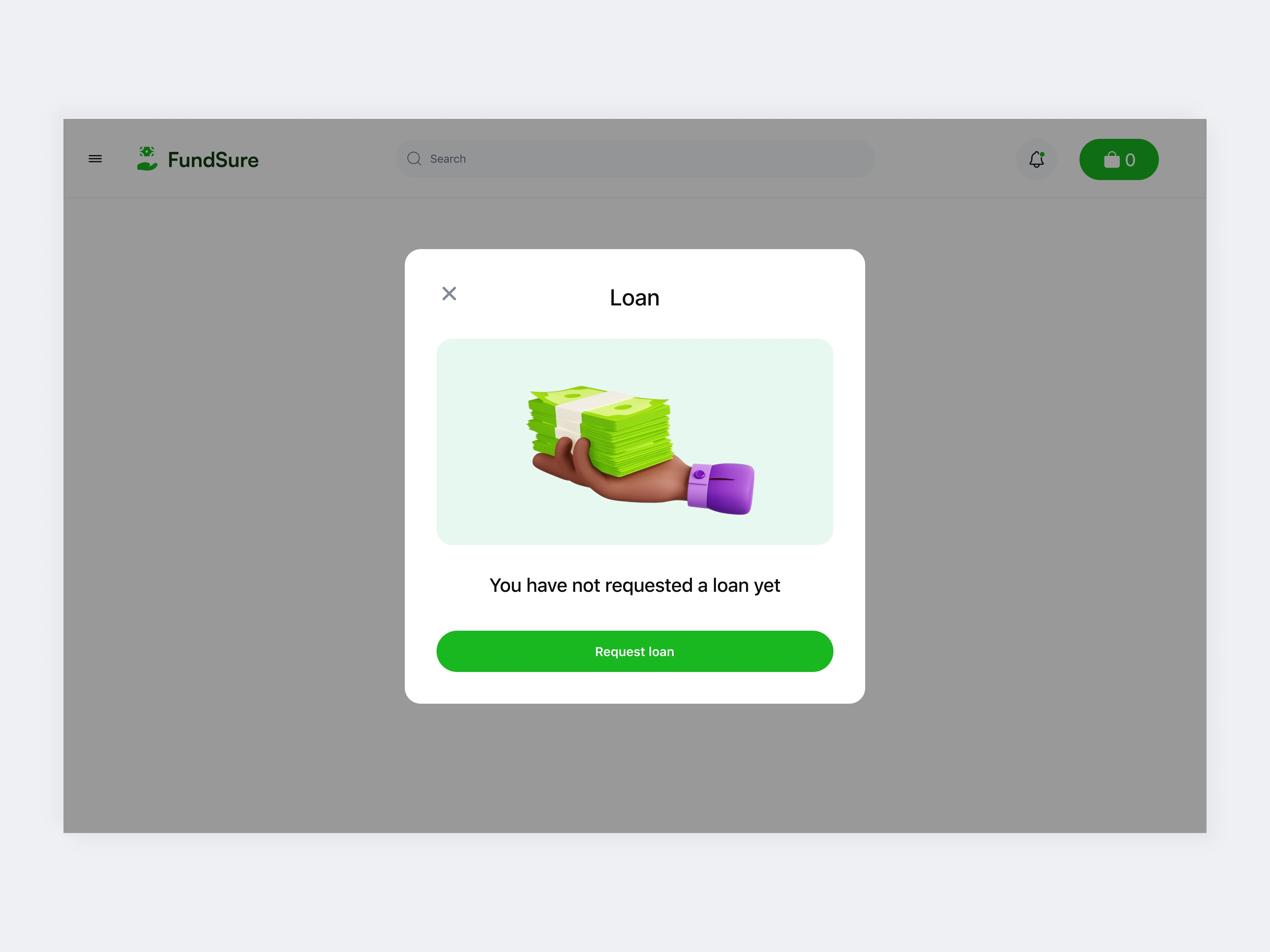 Request a loan modal