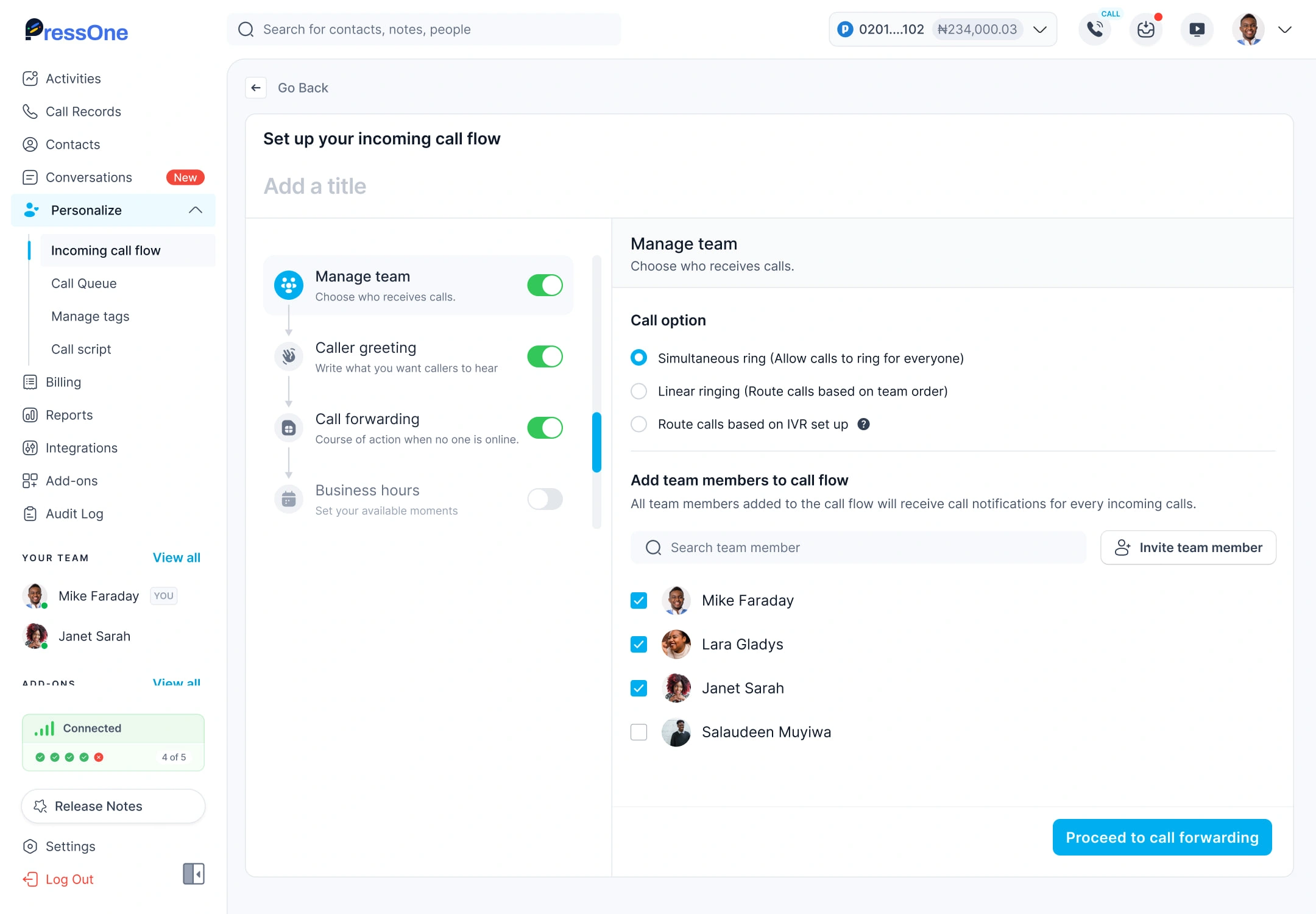 Manage Team: Allow calls to ring for everyone