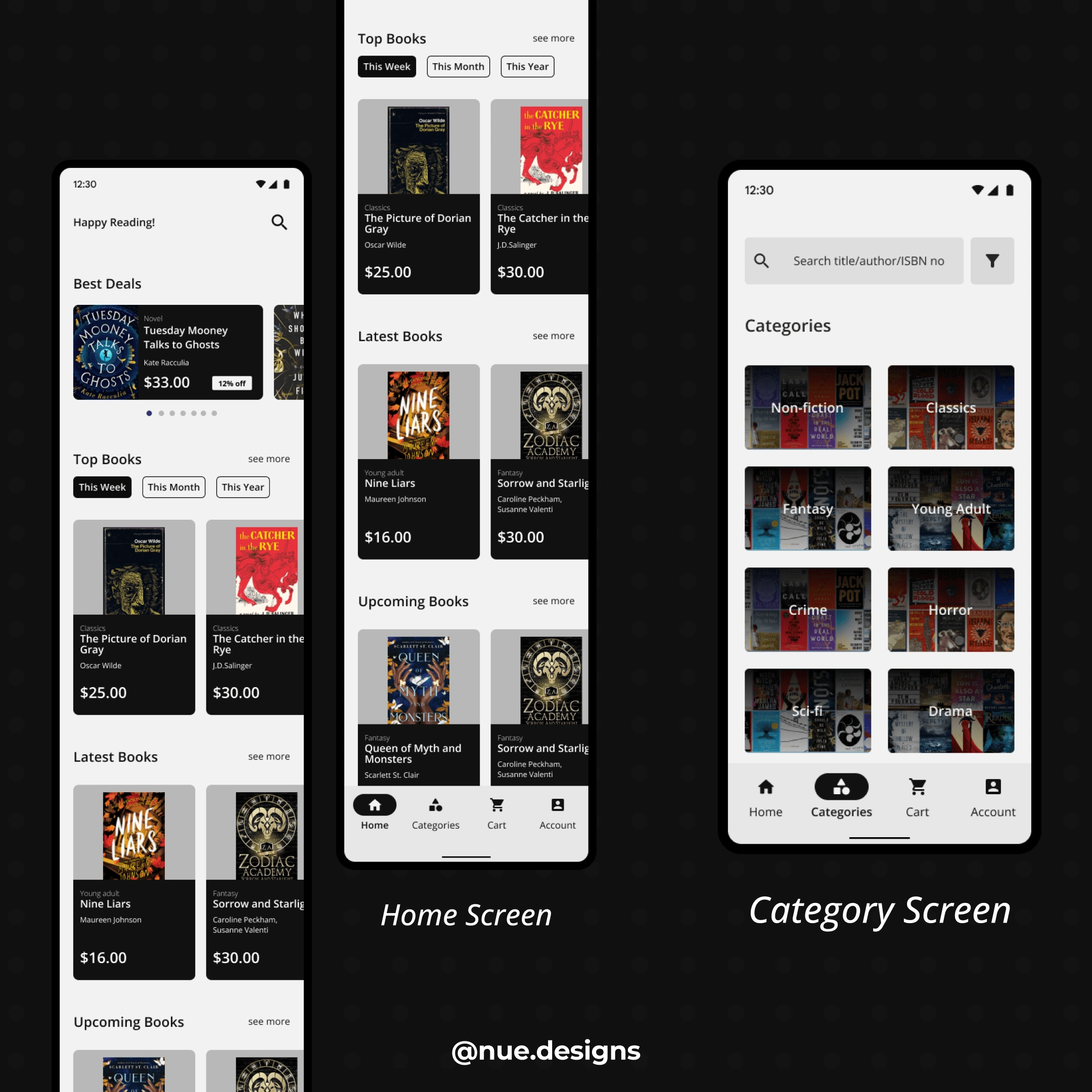 home screen and category screen