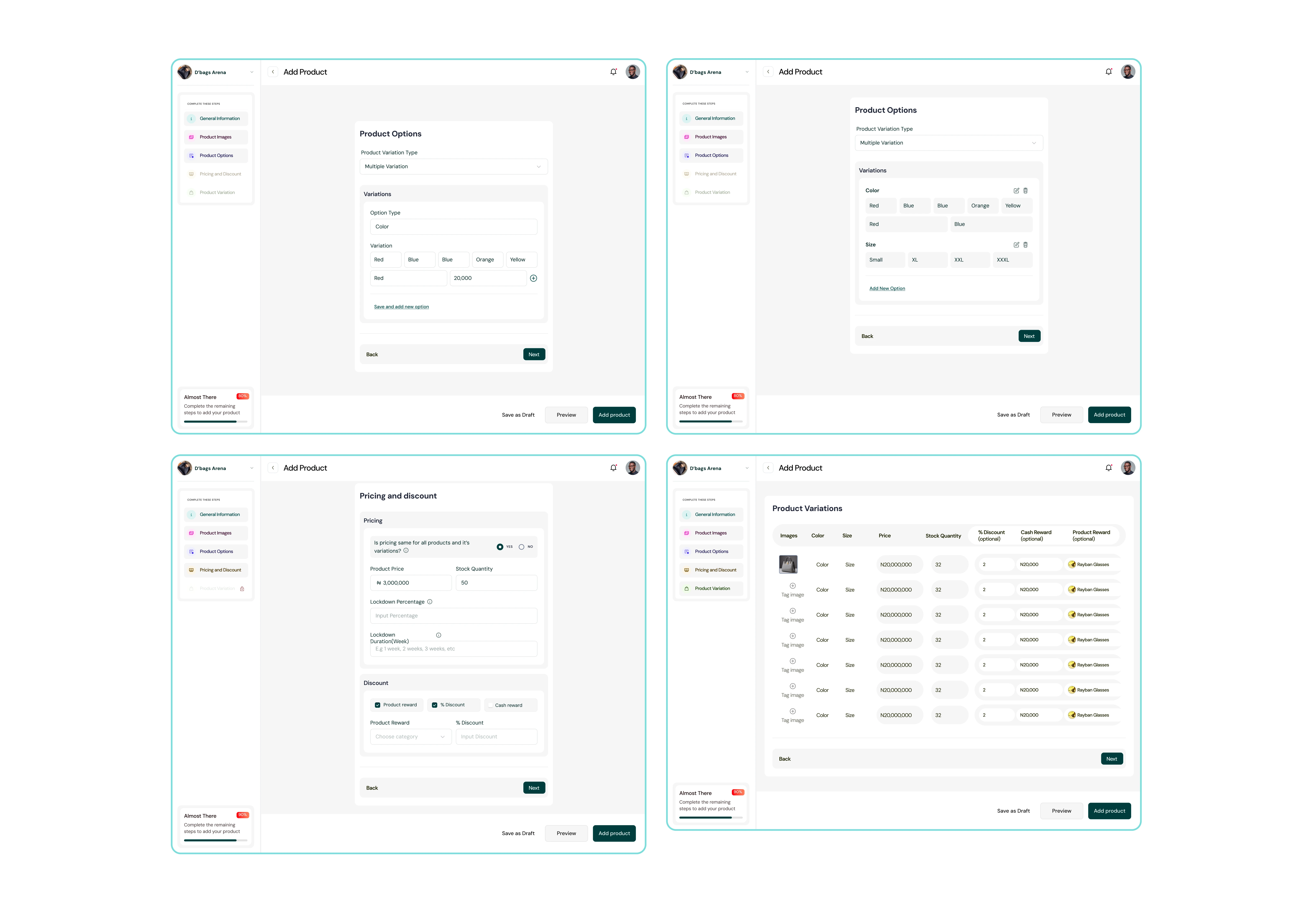 ADD PRODUCT - MULTIPLE VARIATIONS (AN EXTENDED FLOW FROM THE SINGLE VARIATION)