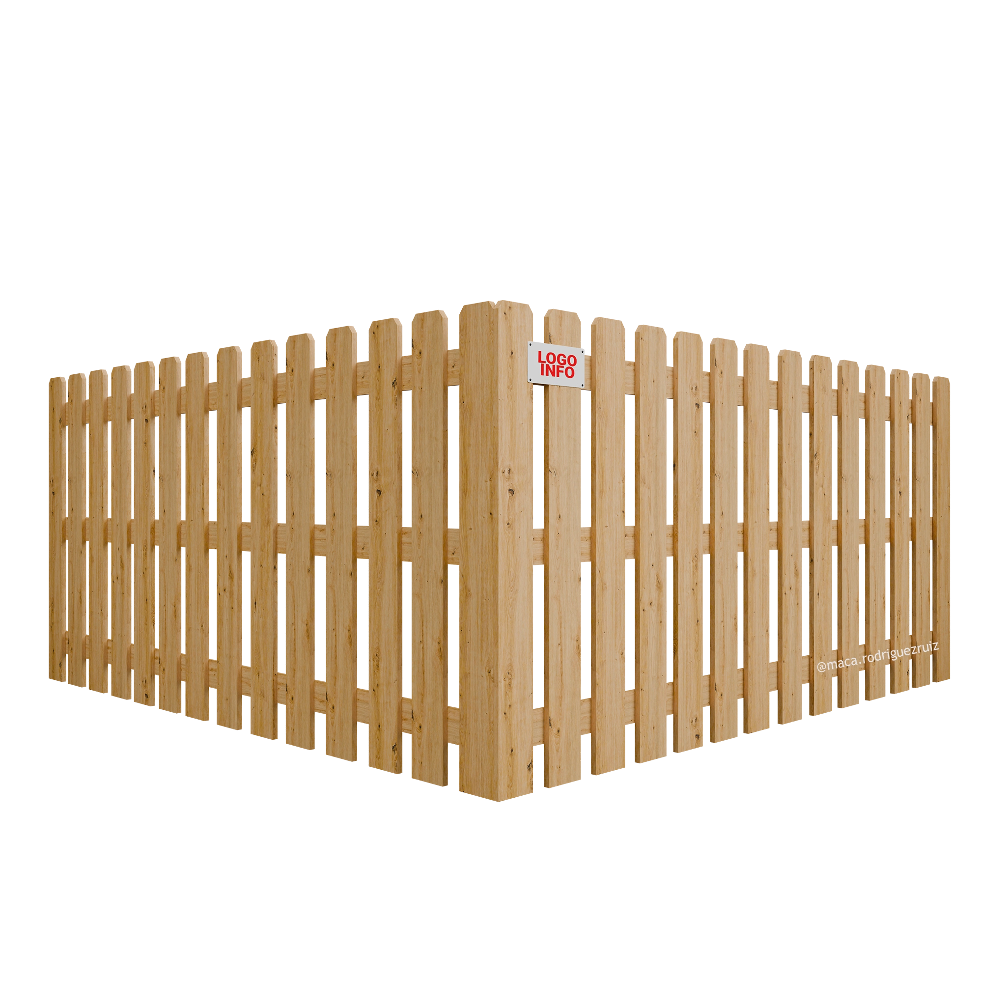 Wood spaced picket fence
