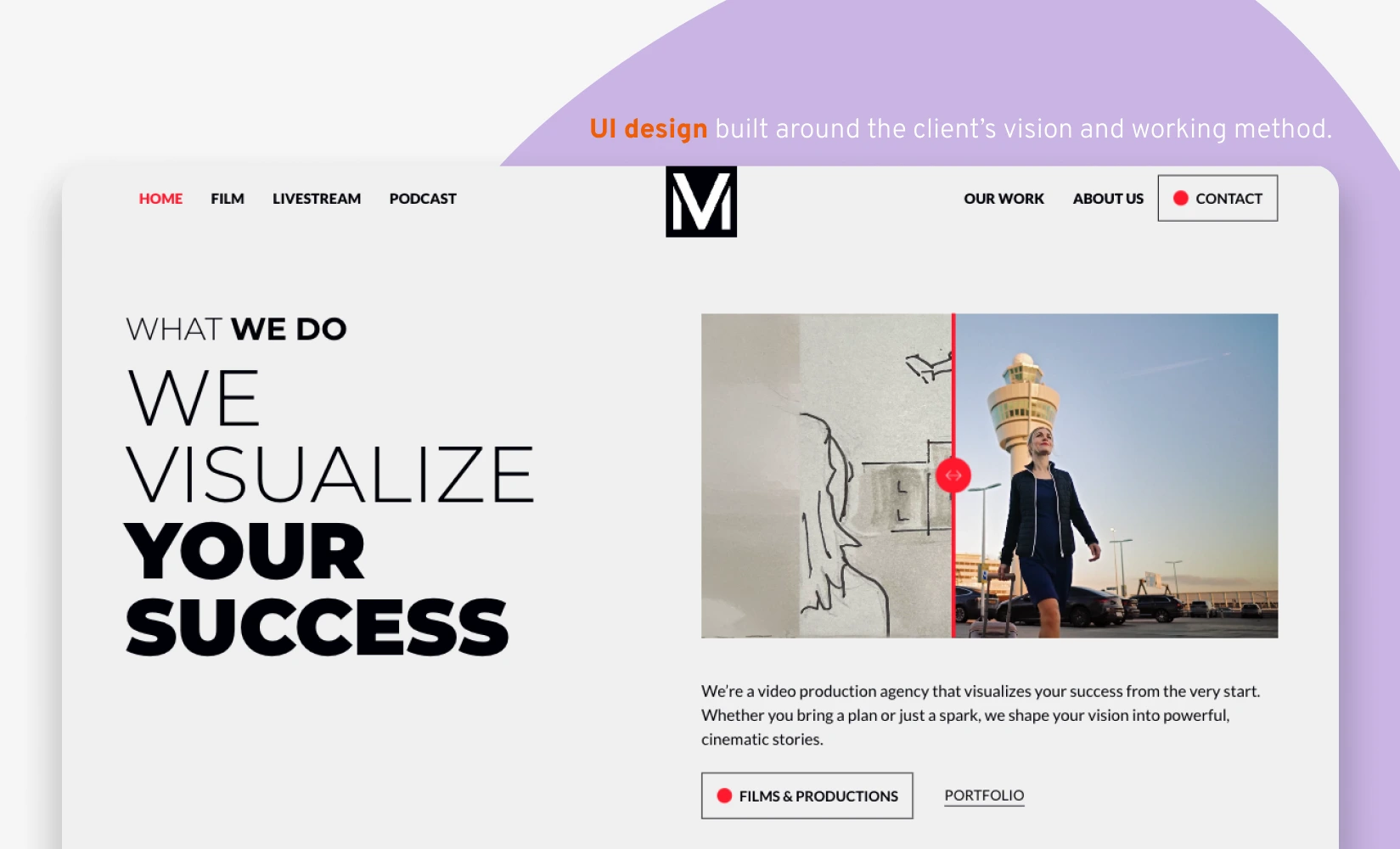 Built around sketches and storyboards, our design mirrors how the client actually creates.