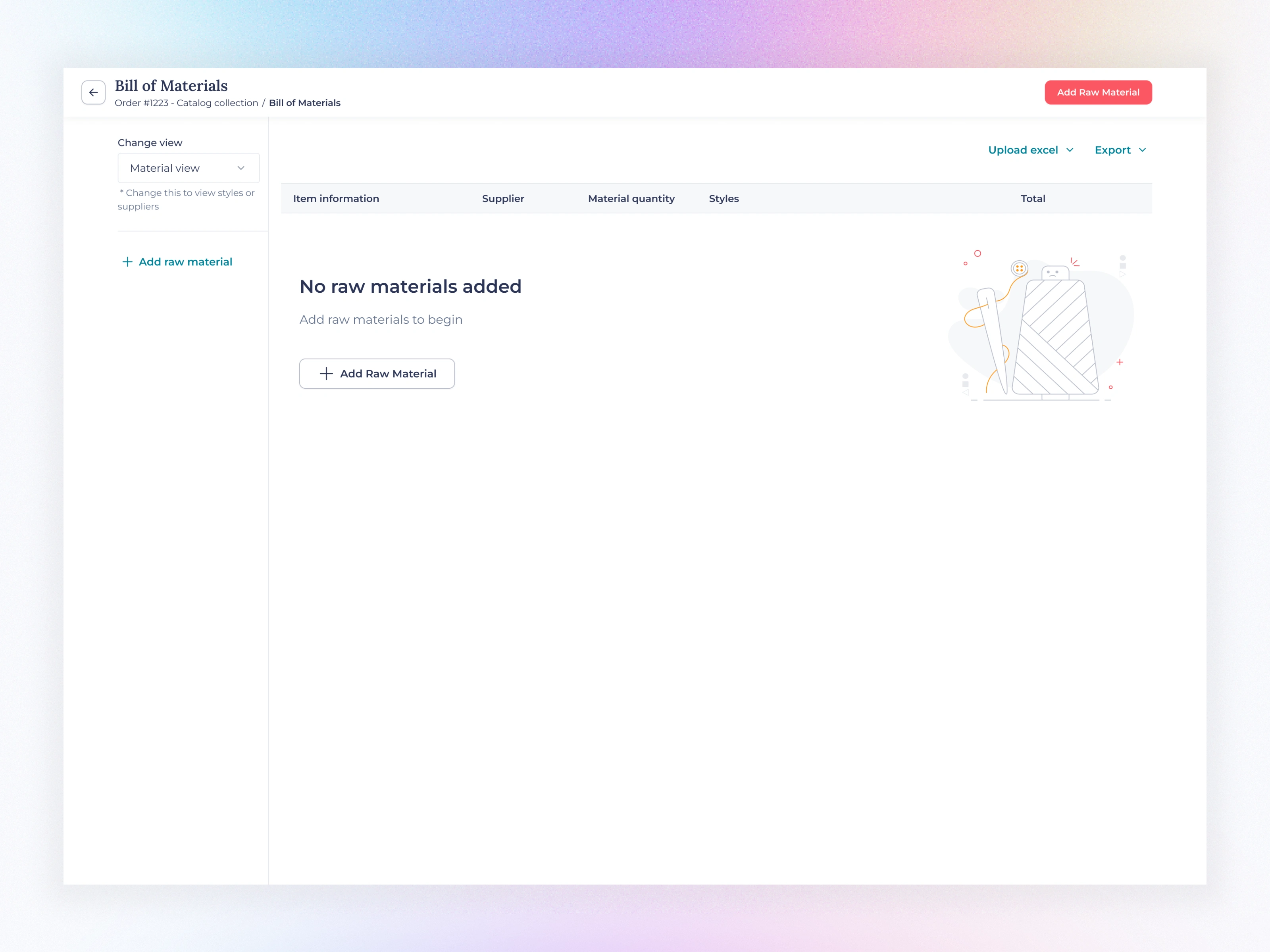 Material view Empty view