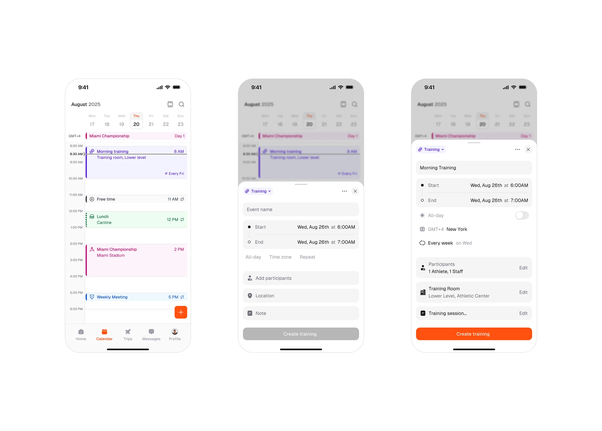 Calendar & event creation