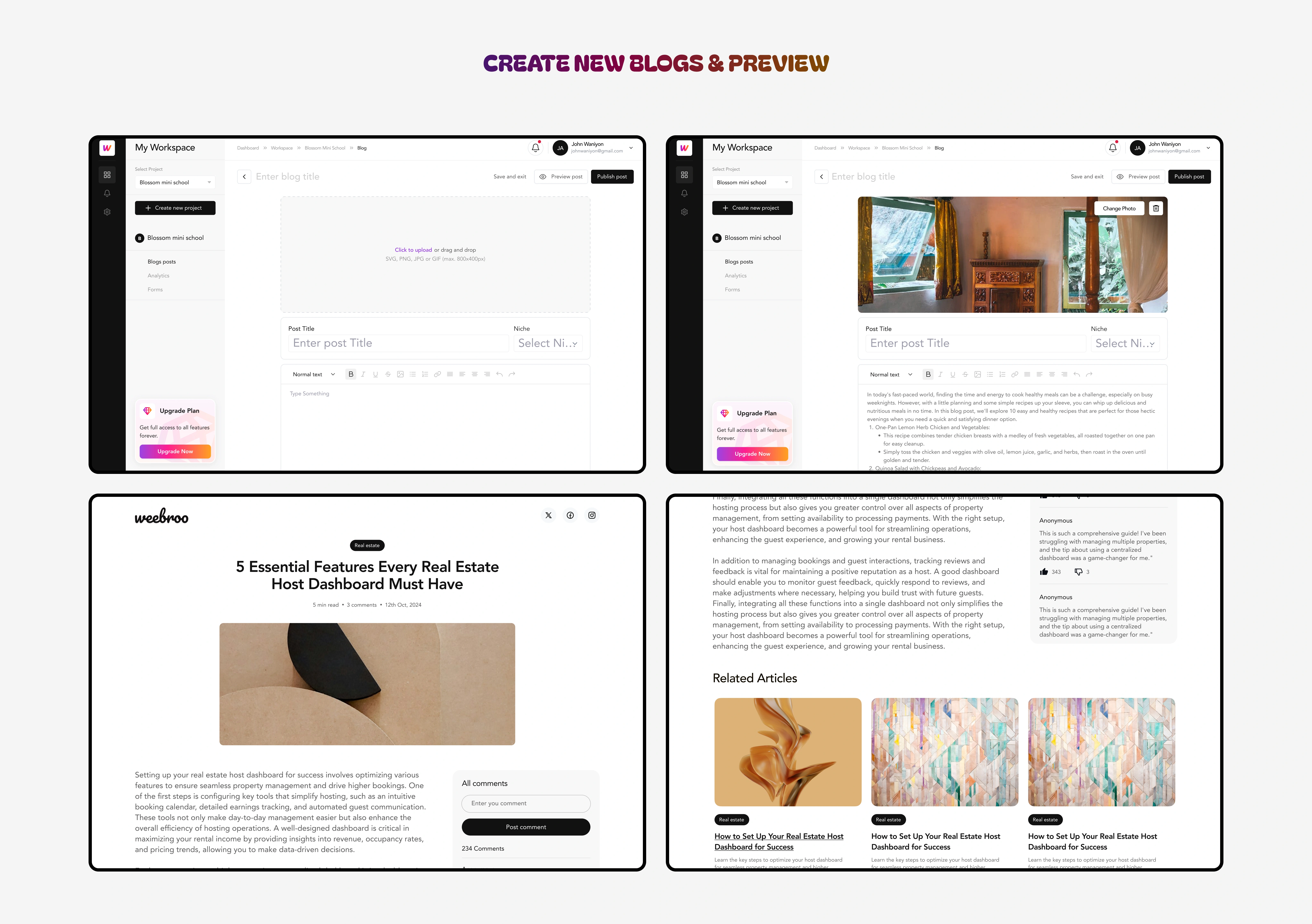 USERS CAN CREATE BLOGS AND PREVIEW HOW COPY WILL LOOK LIKE TO READERS