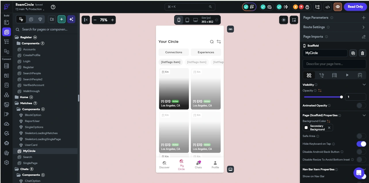 Overview of My Circles UI Page