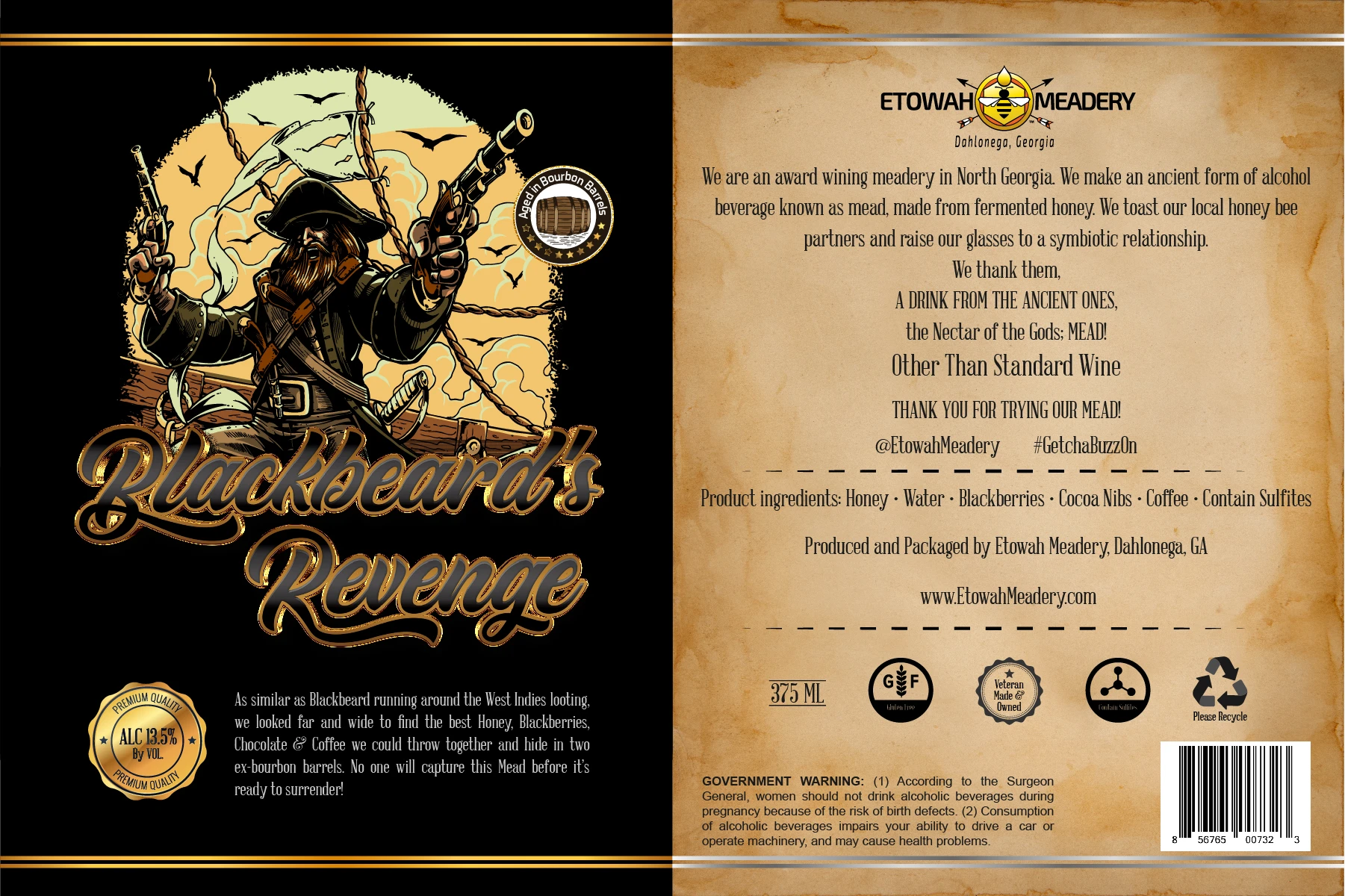Blackbeard's Revenge Wine Label Design