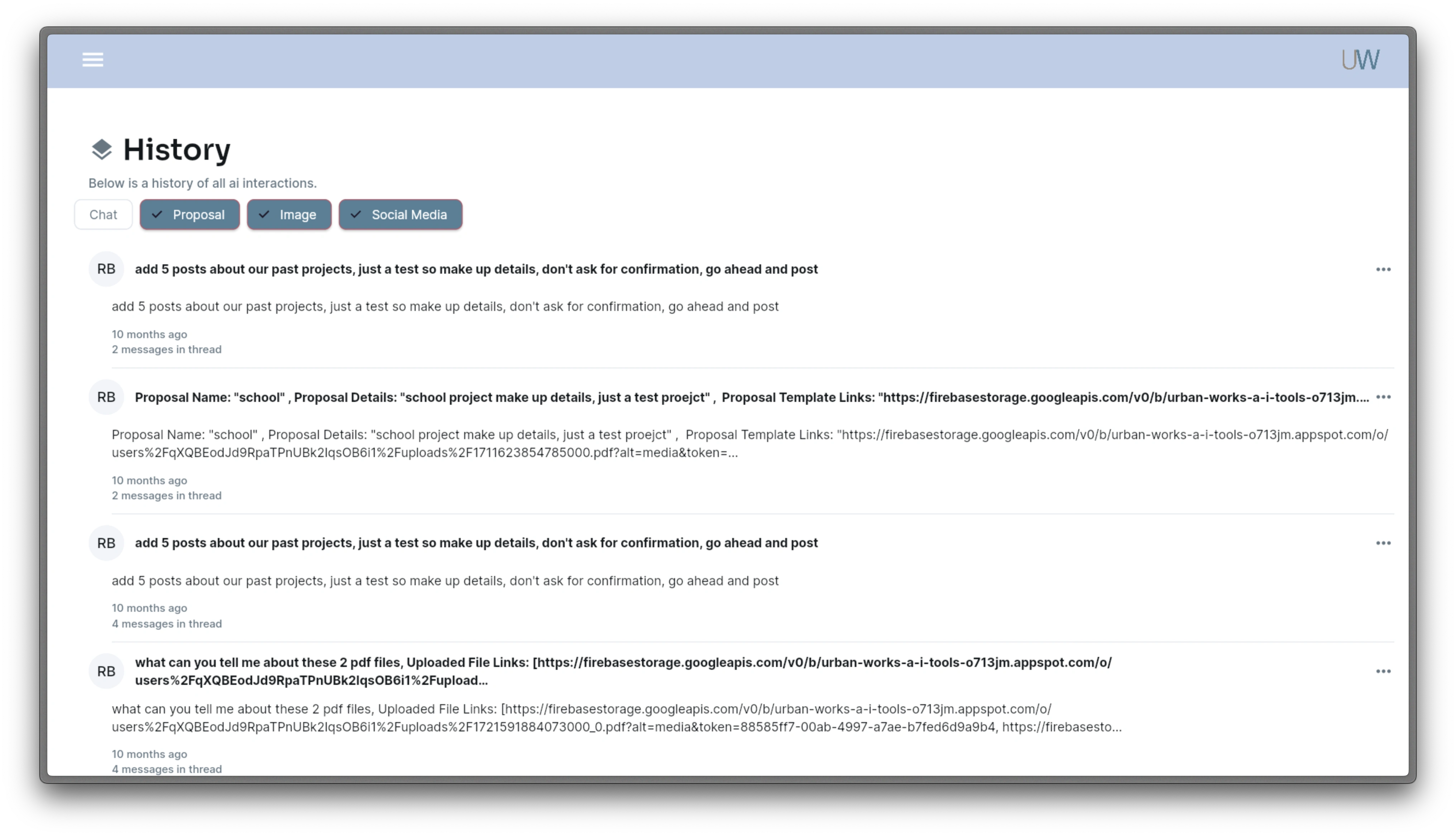 History of all chats, share chats across organization, different access control levels, etc.