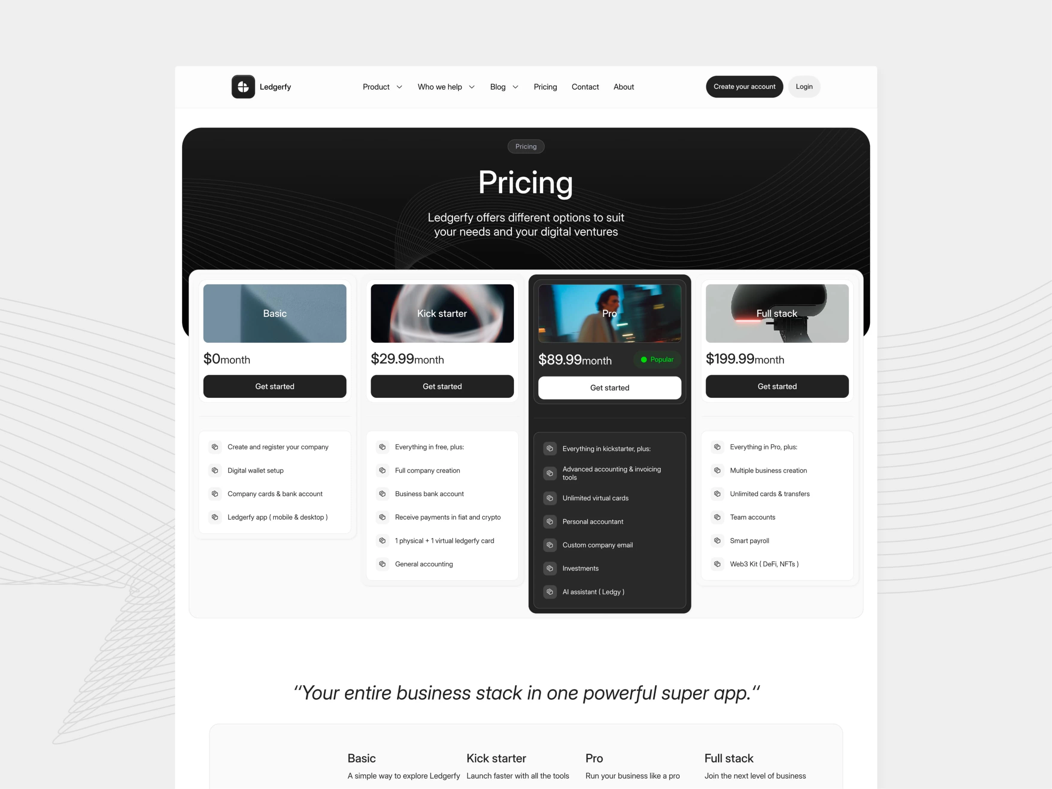 Pricing page