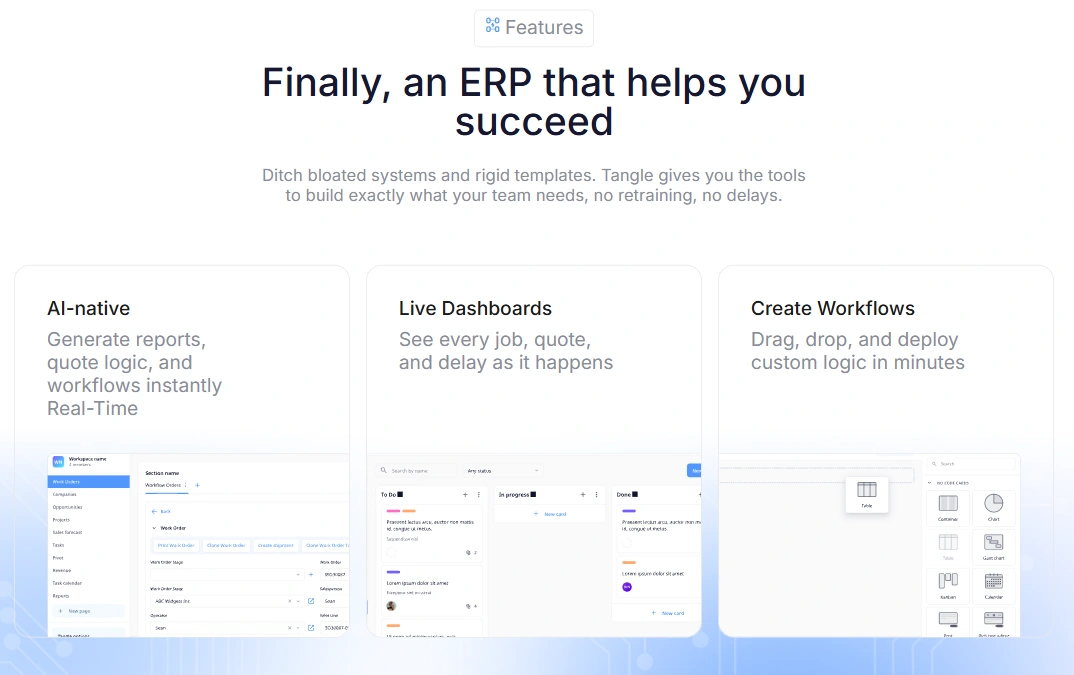 Tangle Features Section