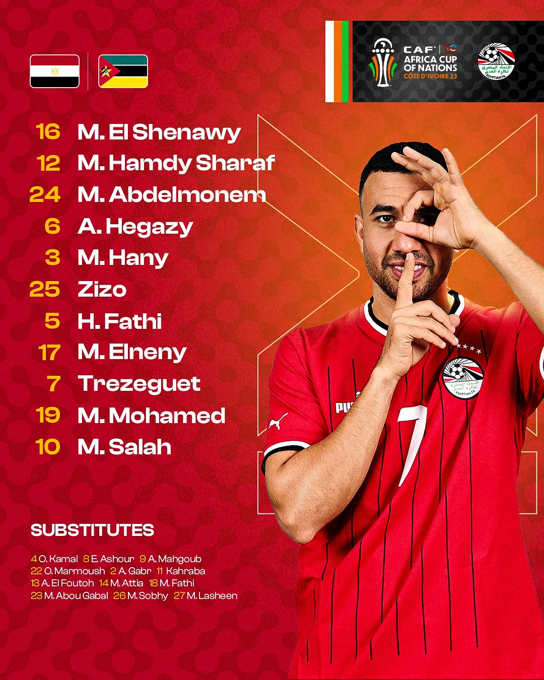 Team Egypt lineup 