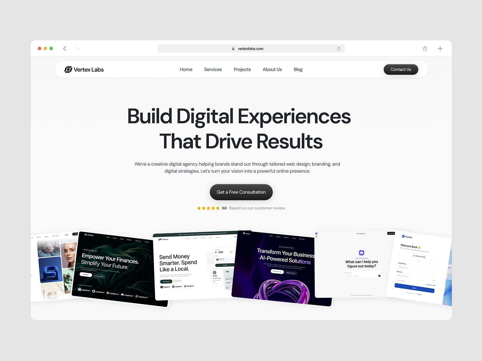 Hero Section Vertex Labs