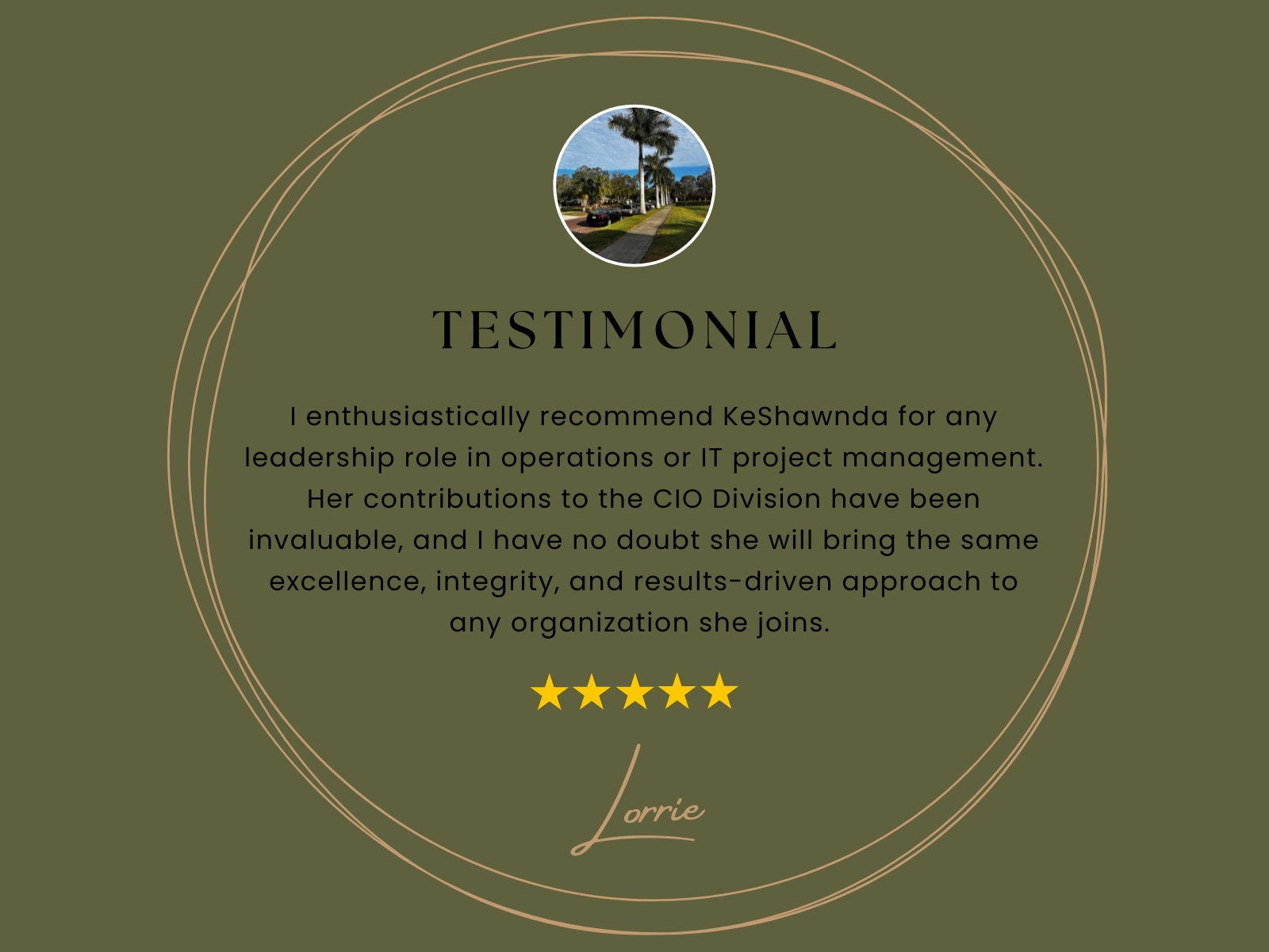 Pictured: My colleague provided a five star review that speaks to my project manager skills. 