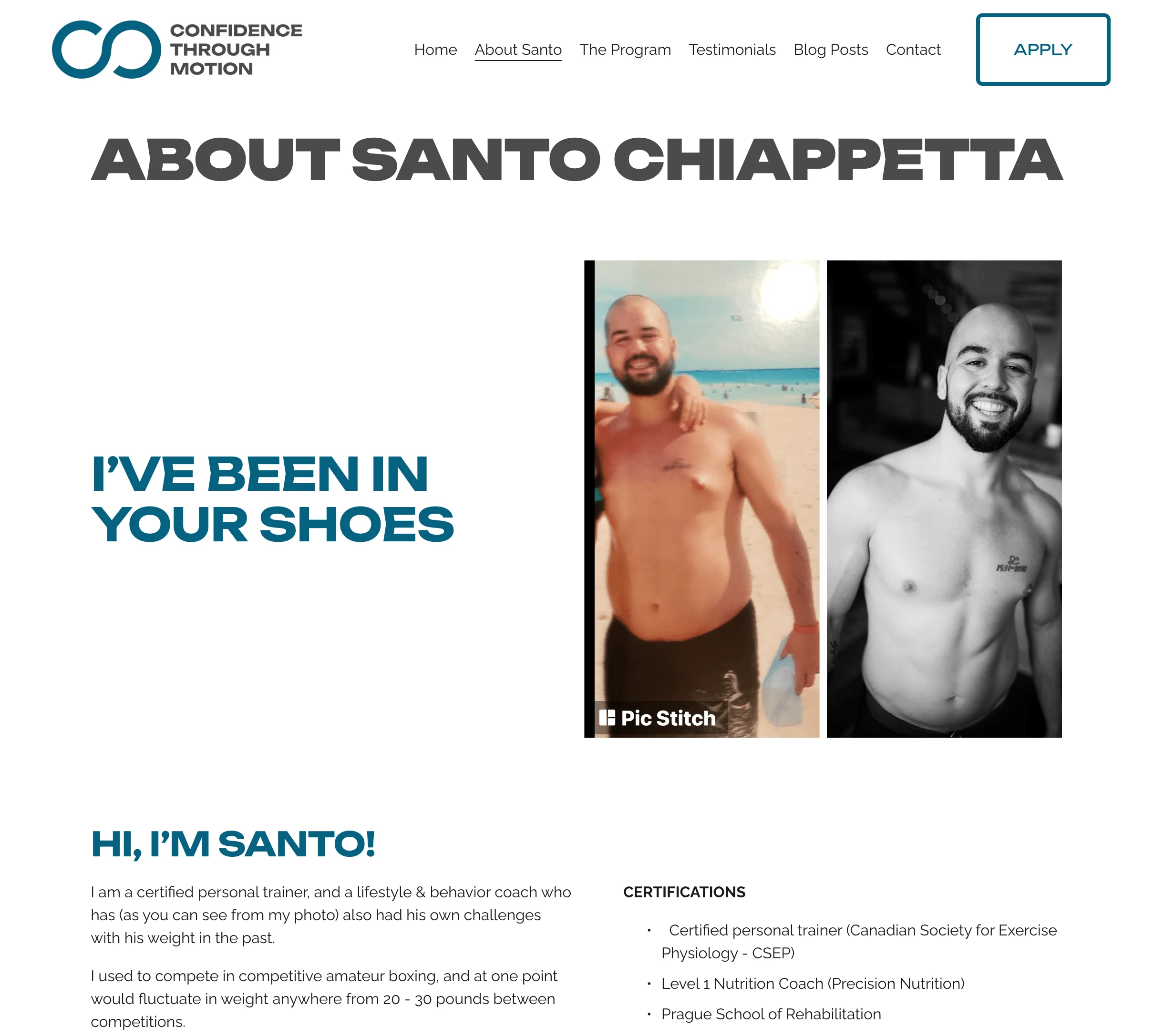 Strength by Santo - Personal Trainer Squarespace Website Redesign: About Santo Page