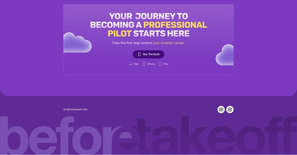 A custom-looking footer with a few details and a closing call-to-action to reinforce the main features of the book