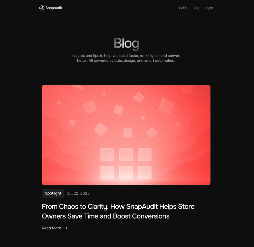 Blog Page showing the spotlight article