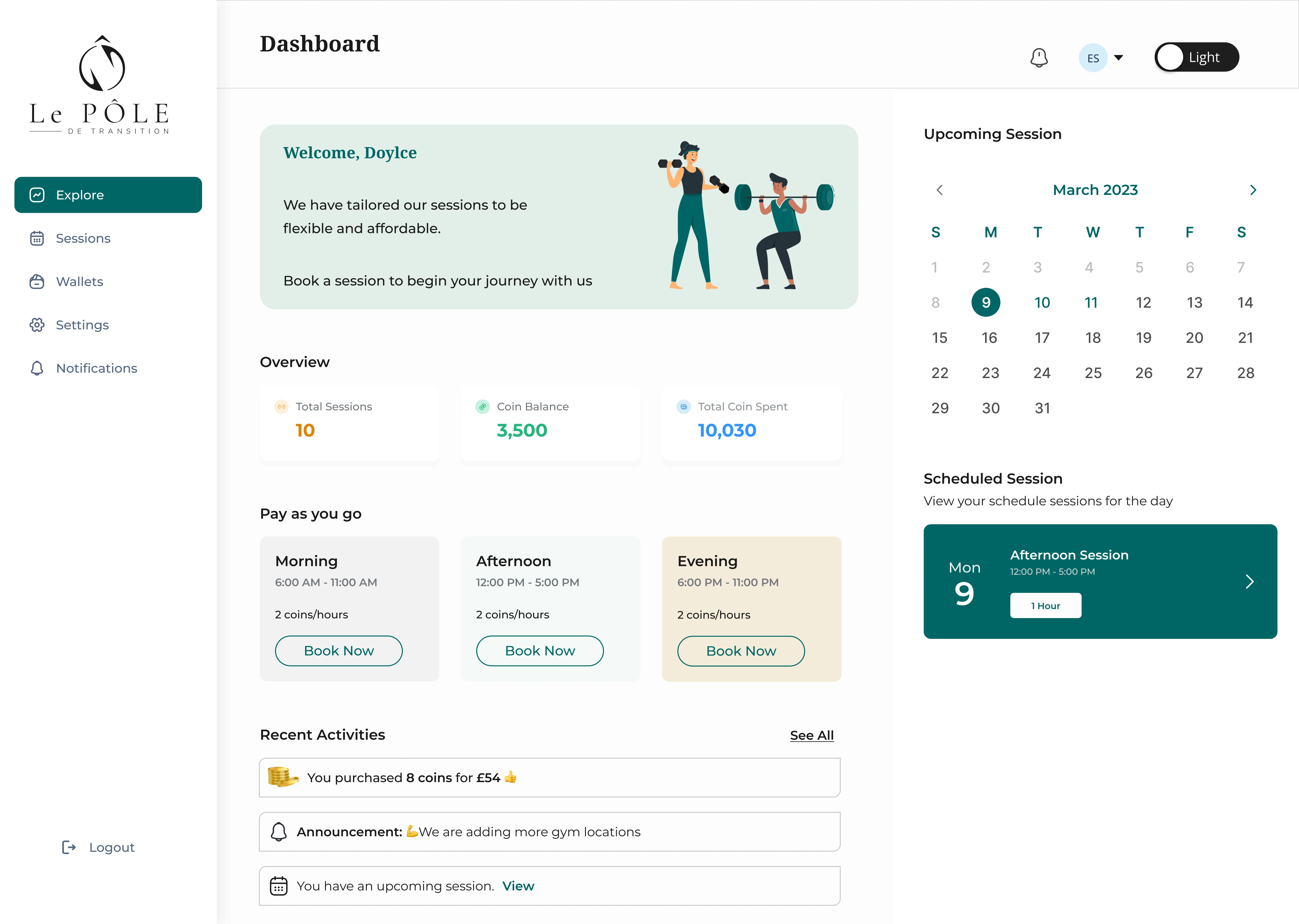 Simple Dasshboard that covers the whole information including available 