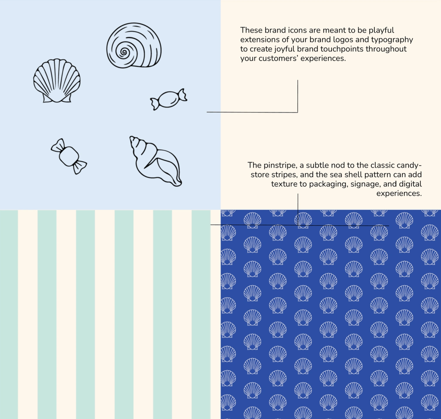 Designed brand patterns and icons that pair beautifully with the logos to further build the brand world and tie all elements together