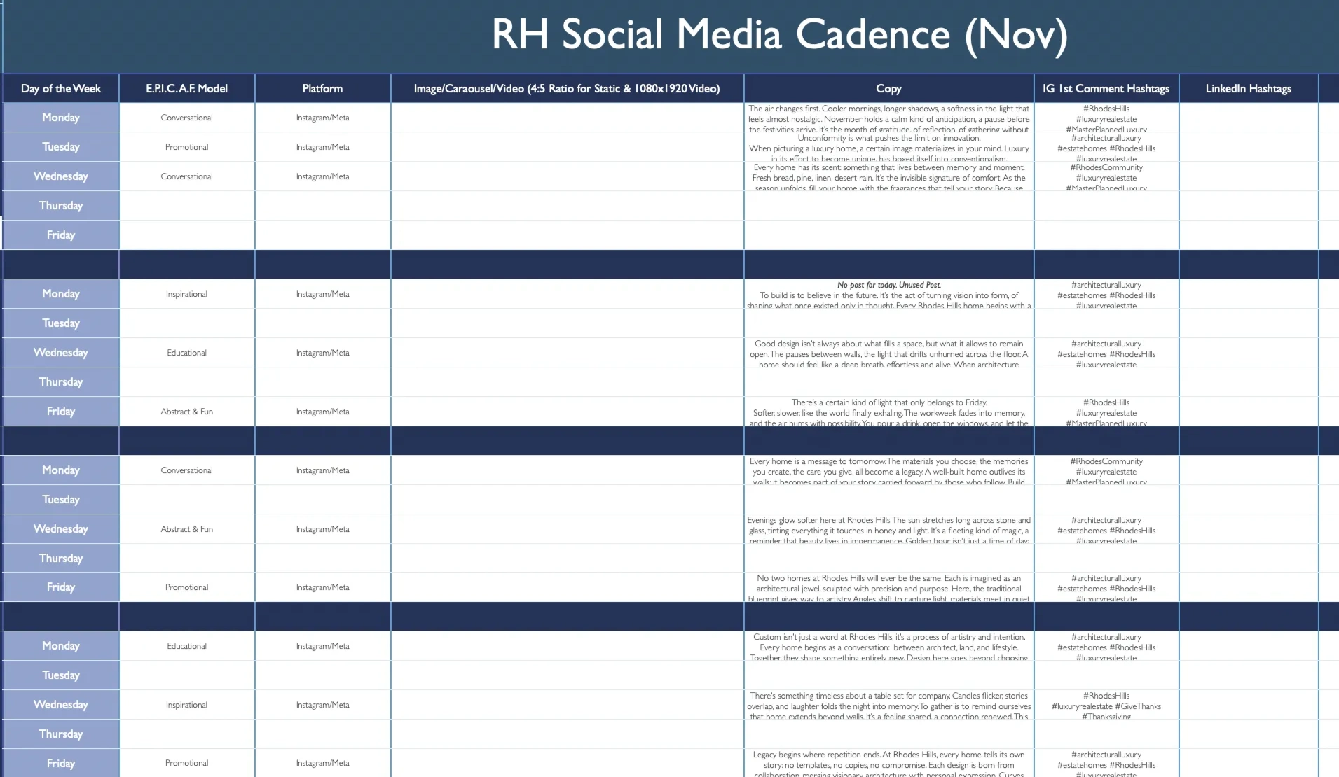 Nov Q4 Social Media Cadence
