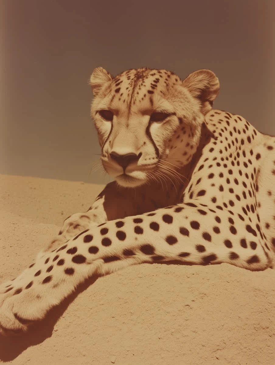 cheetah on sandy mound